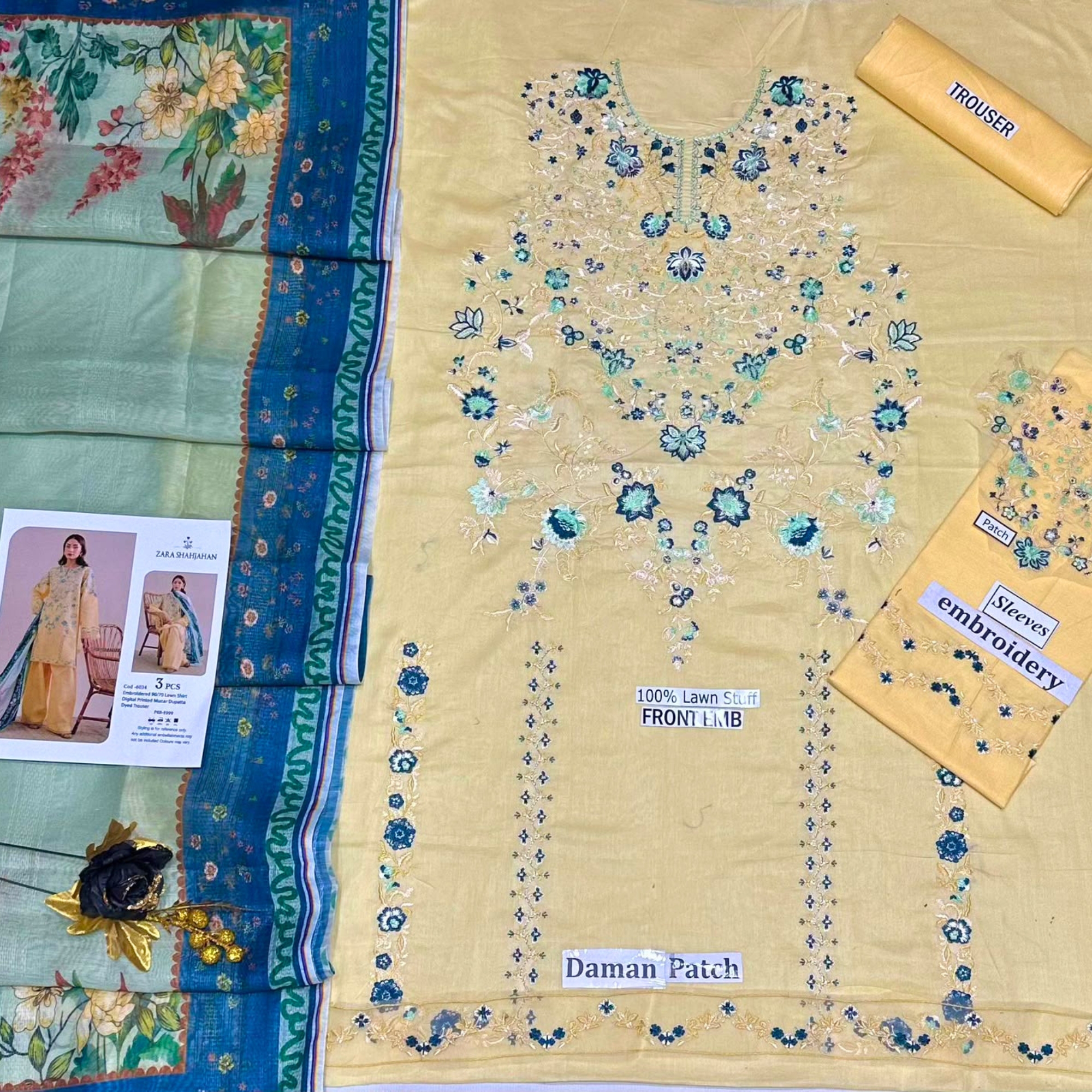 Zara Shahjahan Luxury Embroidered Lawn 3PC Suit