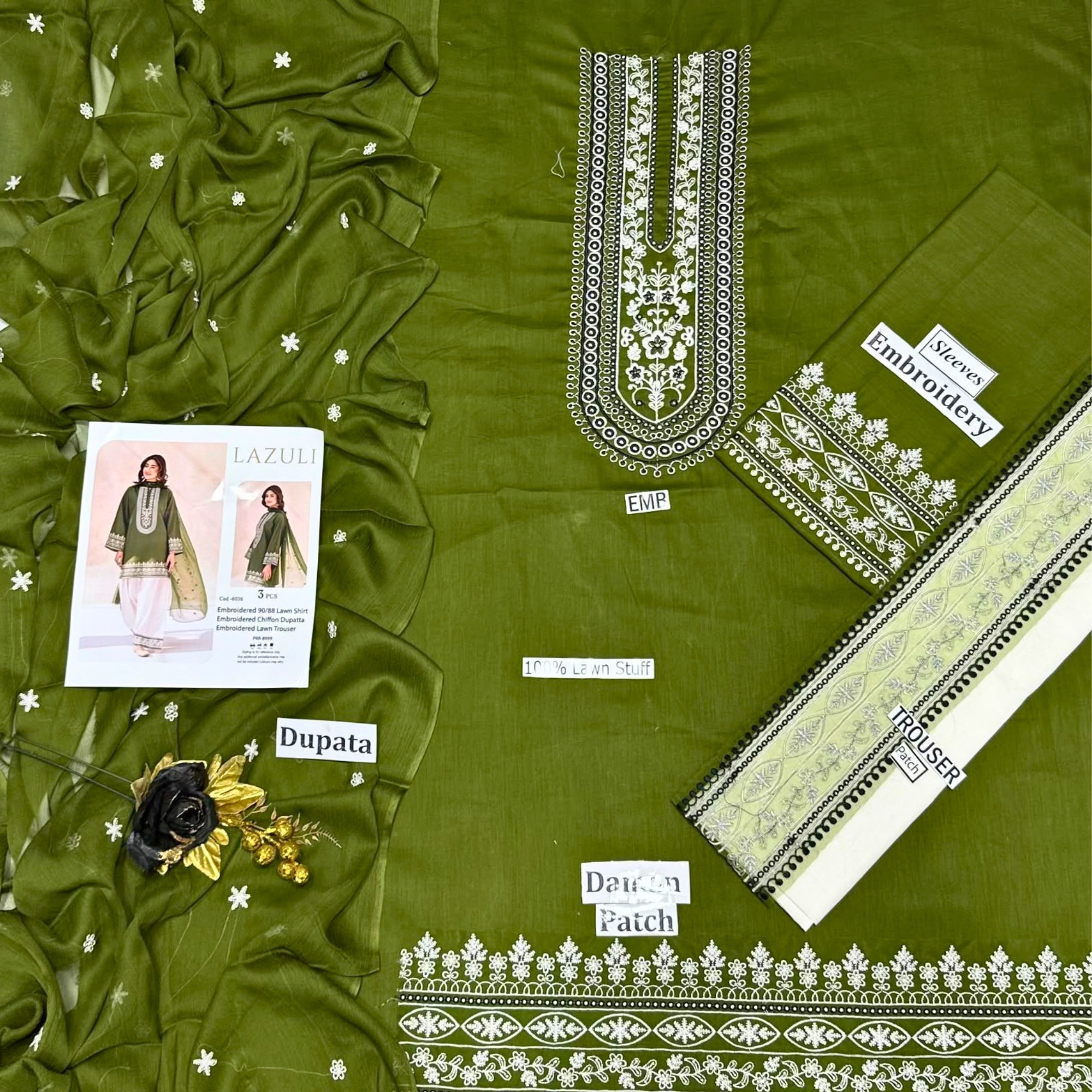 Lazuli Embroidered Lawn 3PC Suit