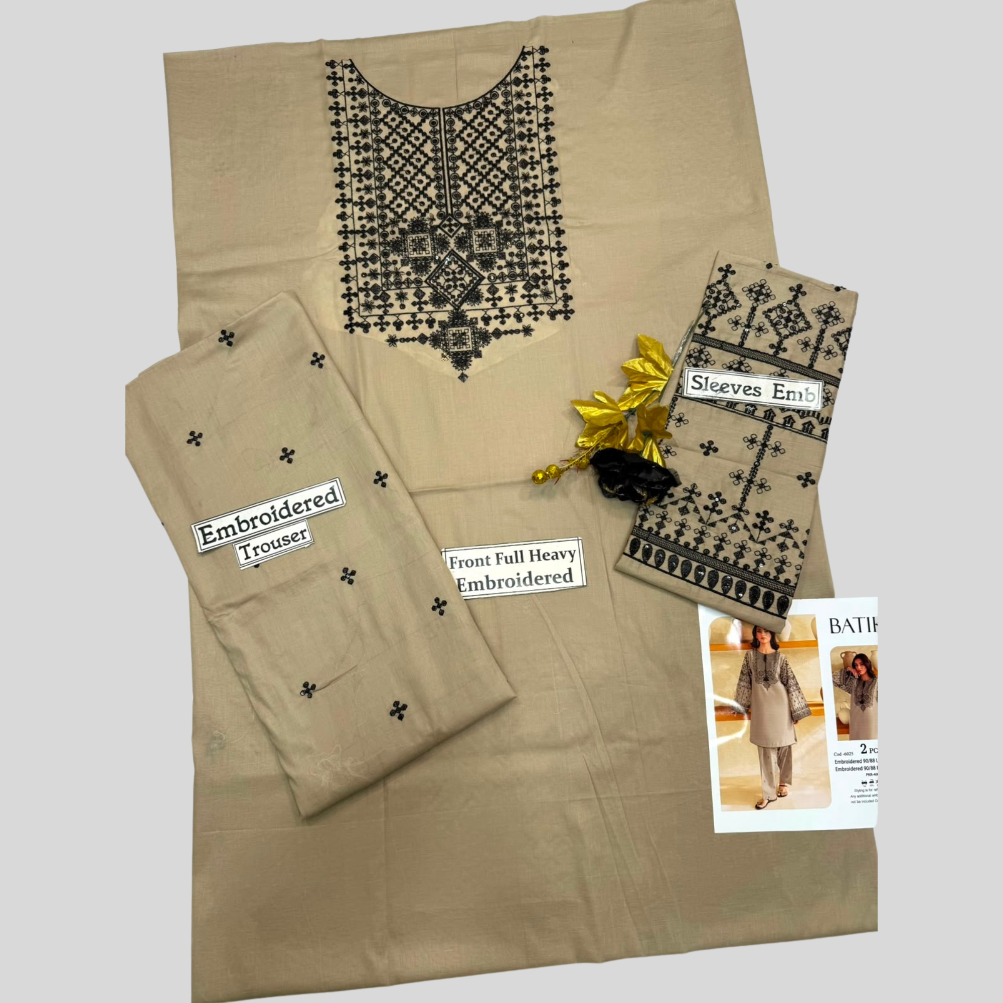 Batik Inspired Embroidered Lawn 2PC Suit