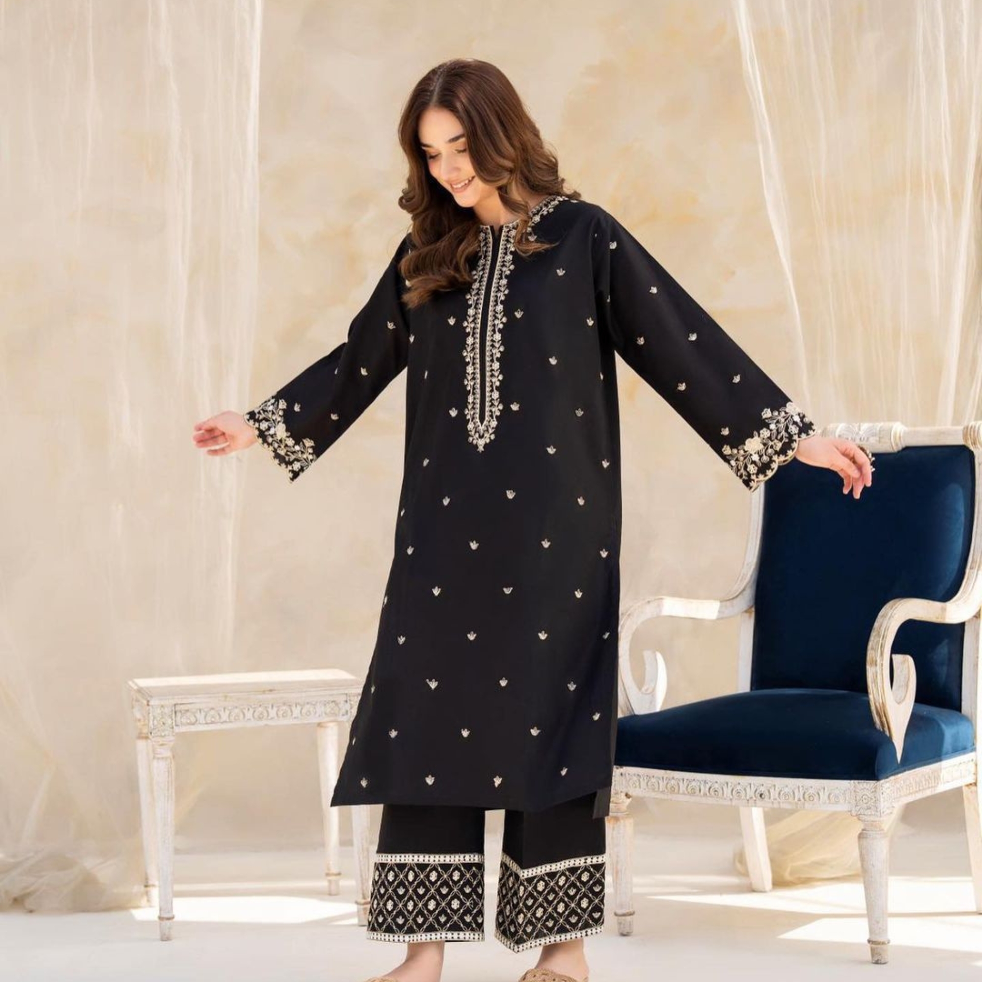 Batik Inspired Embroidered Lawn 2PC Suit
