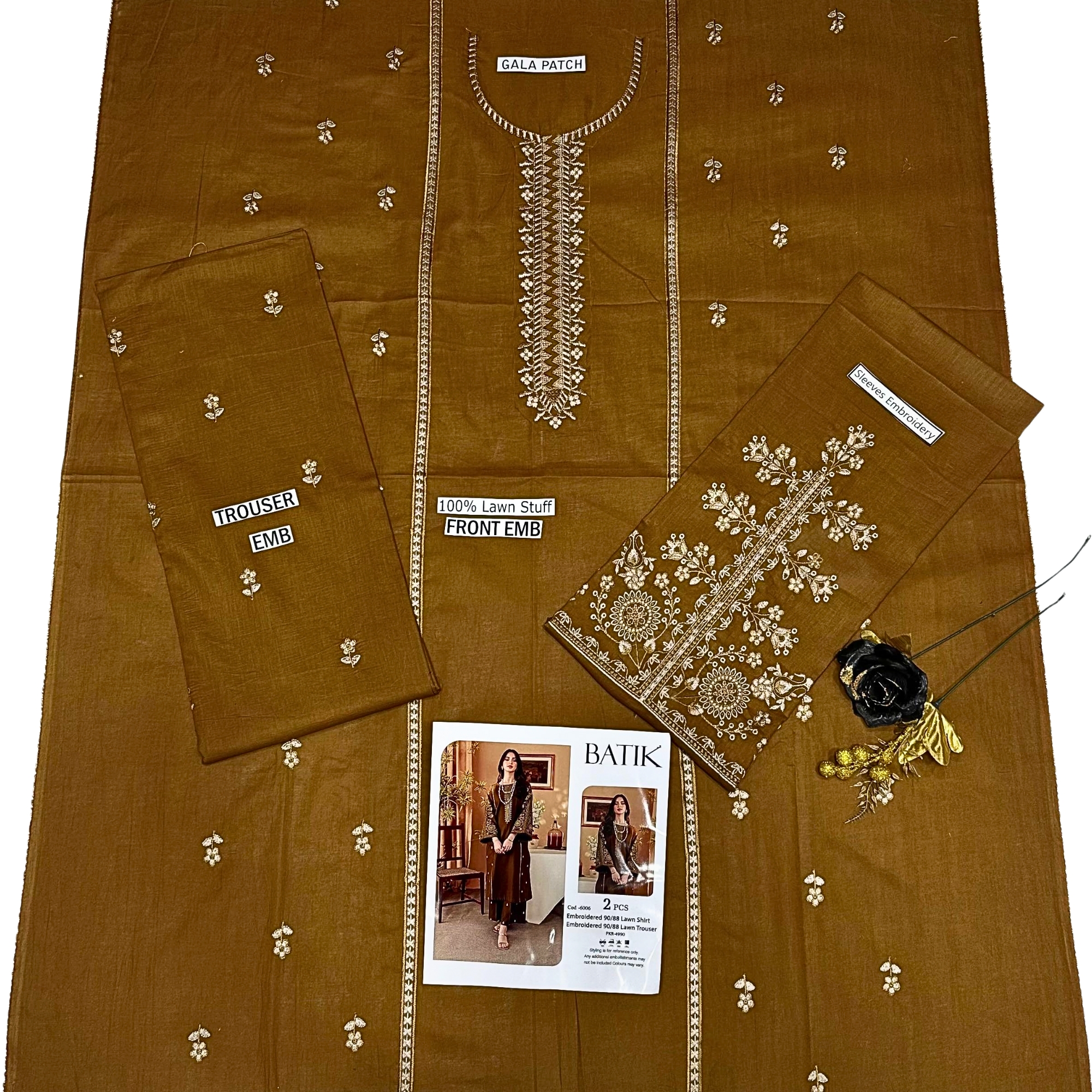 Batik Inspired Luxury Embroidered Lawn 2PC Suit