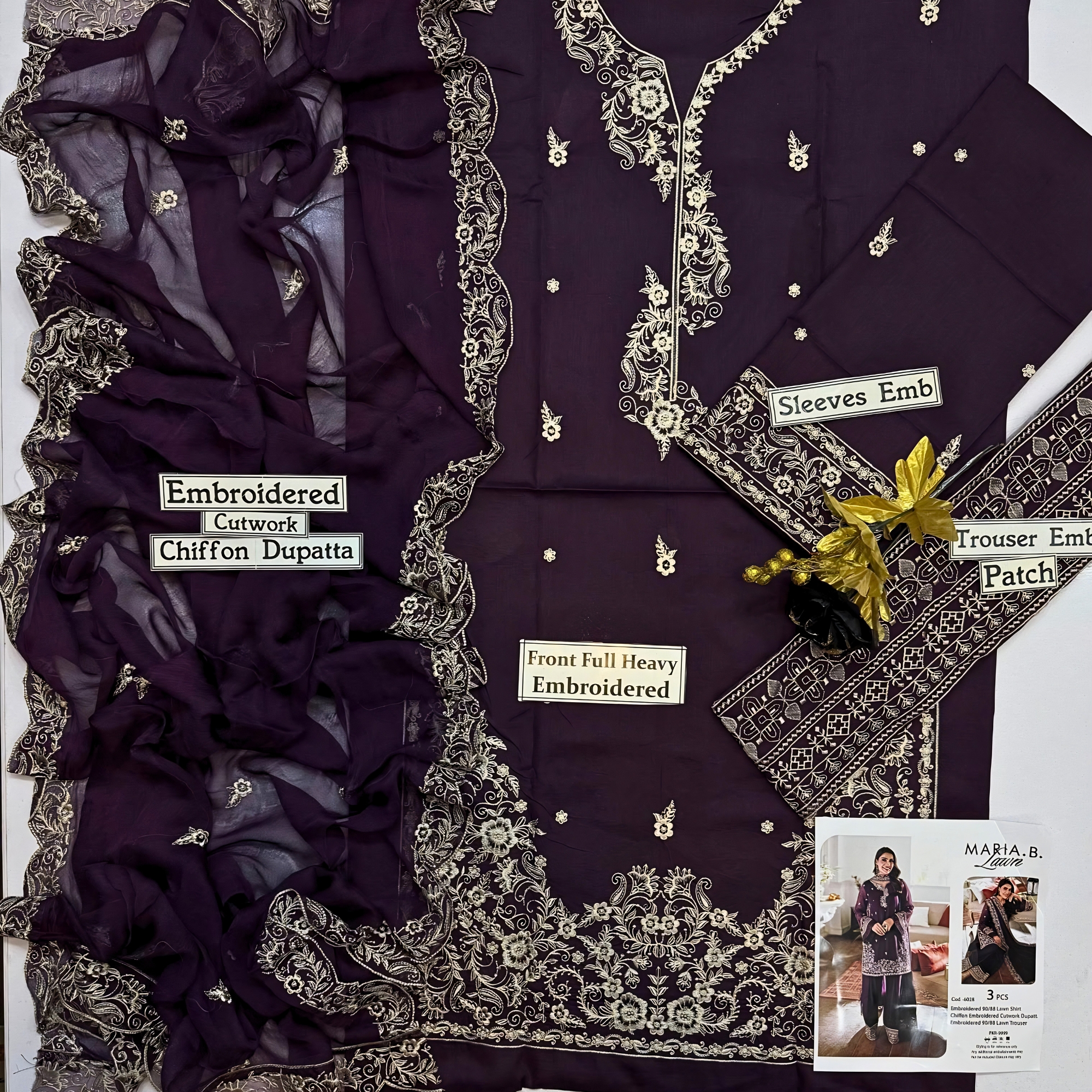 Maria.B Inspired Embroidered Lawn 3PC Suit