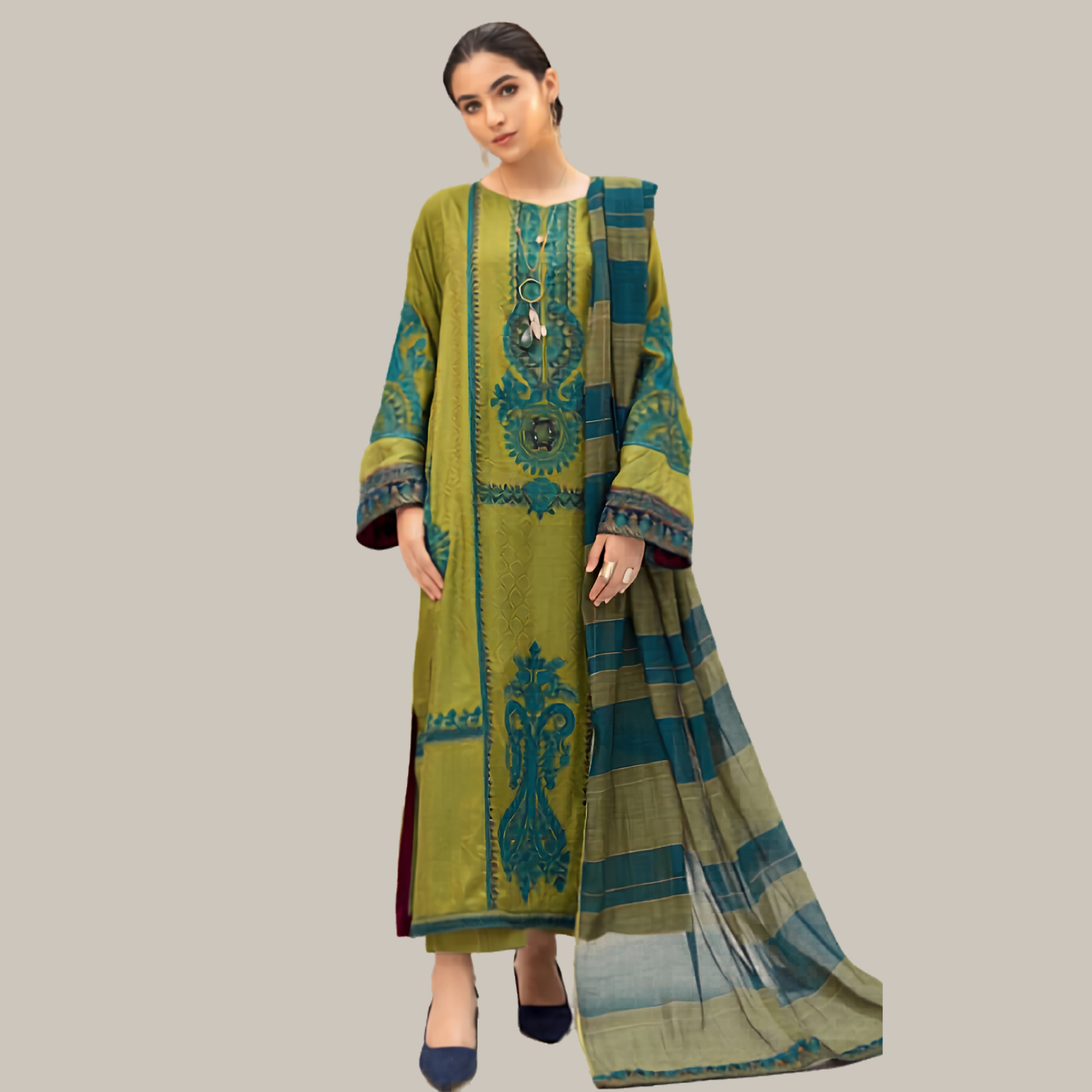 Maria.B Inspired Luxury Embroidered Lawn 3PC Suit