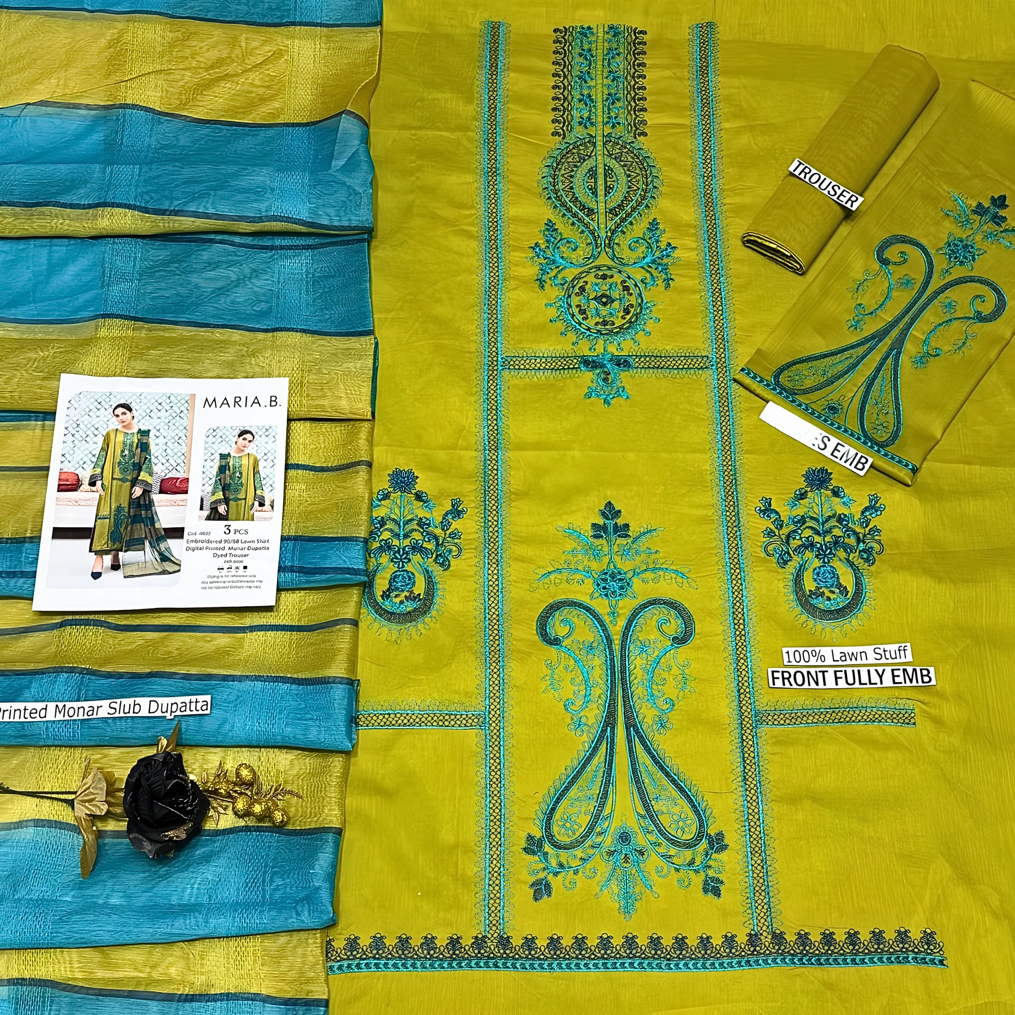 Maria.B Inspired Luxury Embroidered Lawn 3PC Suit