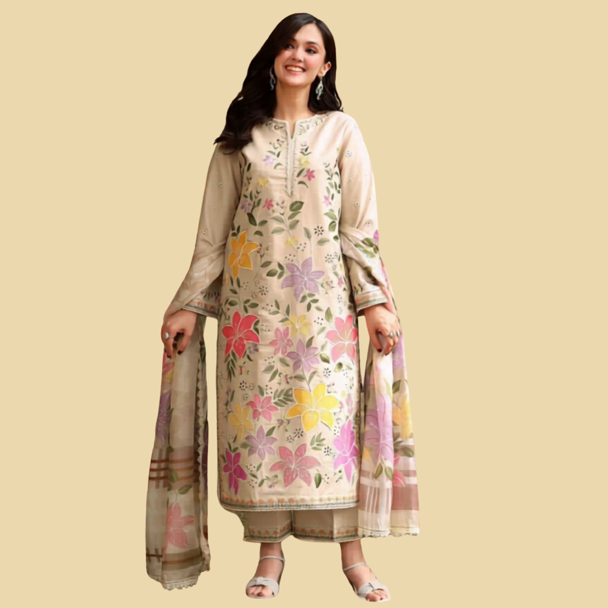 Aneelas Inspired Chickenkari Embroidered Lawn 3PC Suit