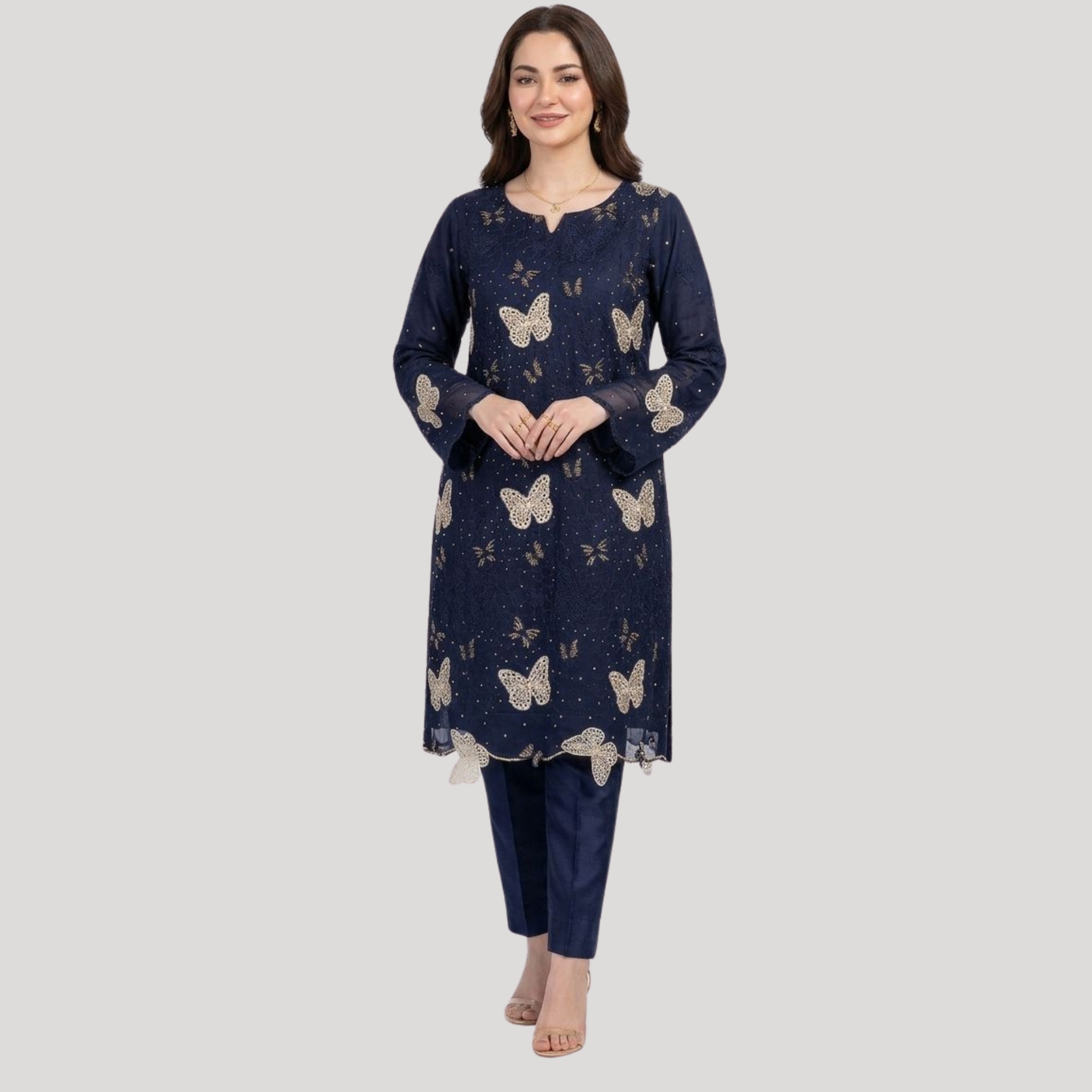 Luxury Chickenkari & Sequin Embroidered Lawn 2PC Suit