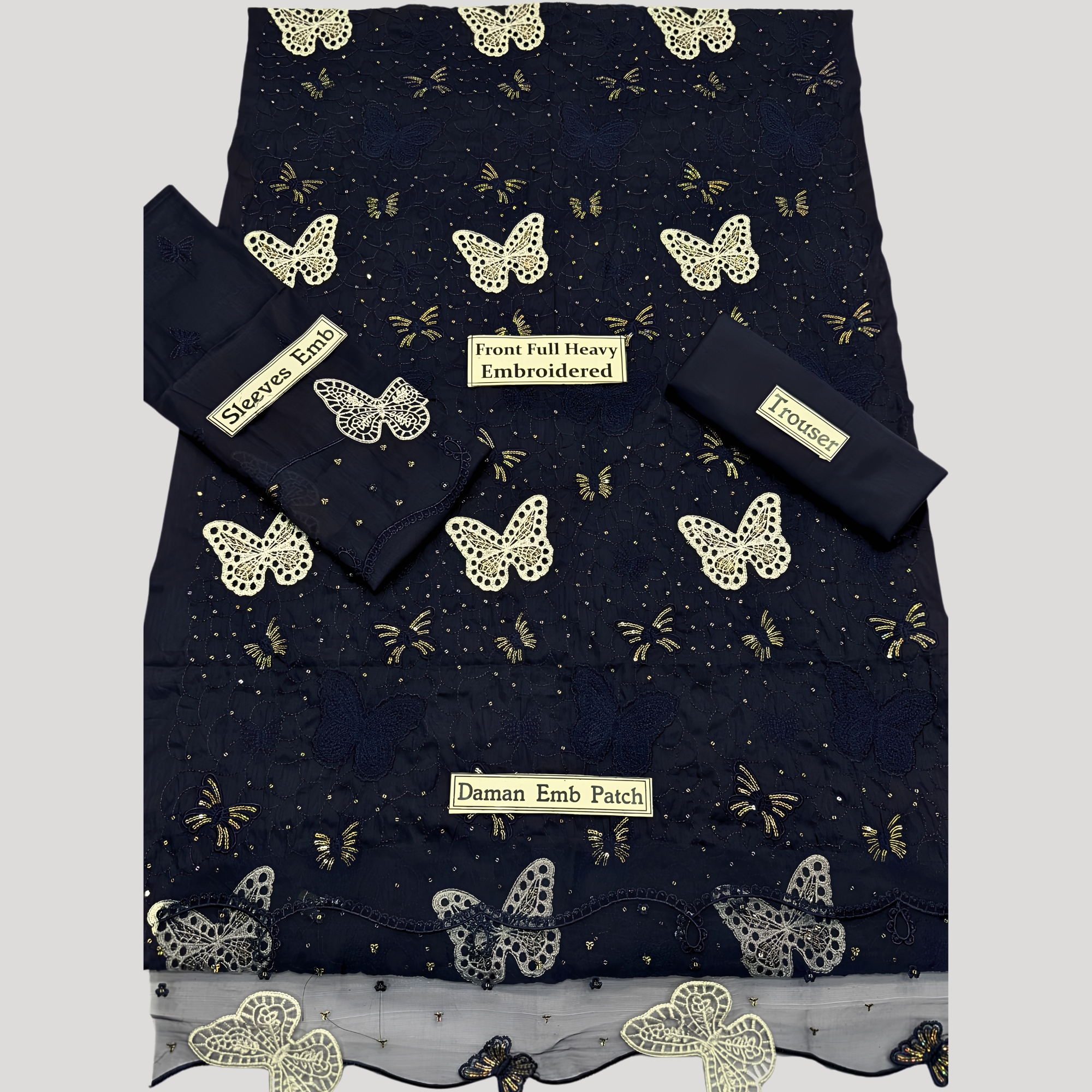 Luxury Chickenkari & Sequin Embroidered Lawn 2PC Suit