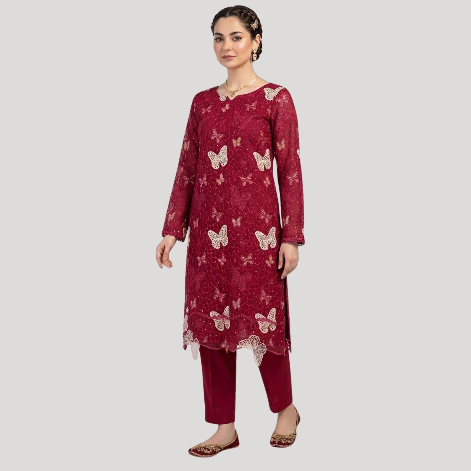 Luxury Chickenkari & Sequin Embroidered Lawn 2PC Suit