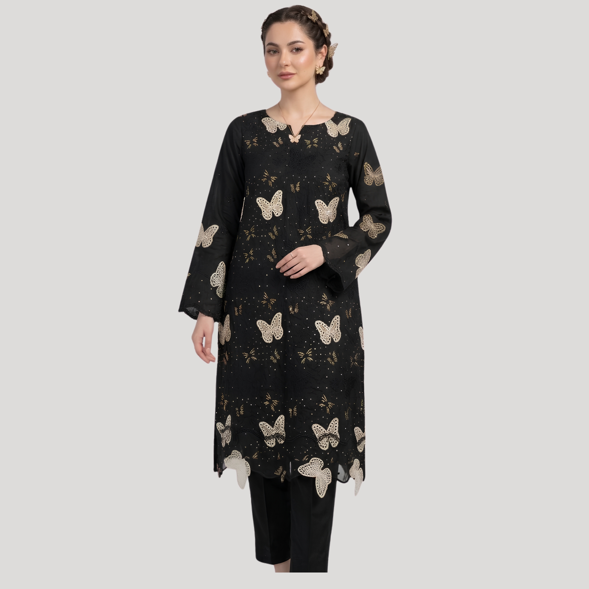 Luxury Chickenkari & Sequin Embroidered Lawn 2PC Suit