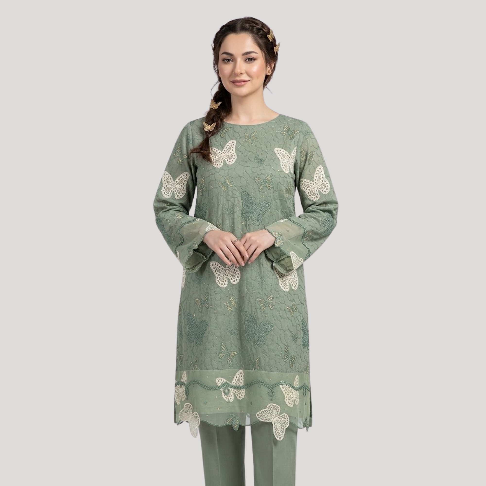 Luxury Chickenkari & Sequin Embroidered Lawn 2PC Suit
