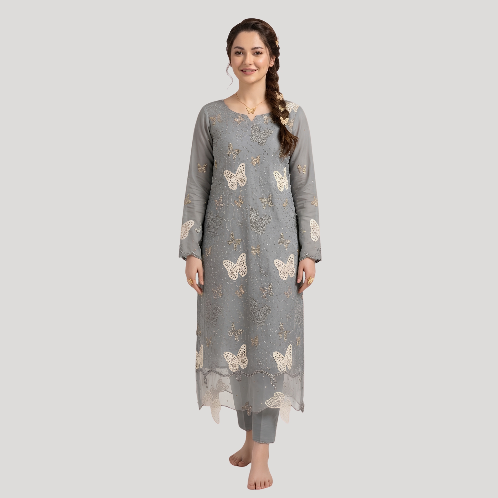 Luxury Chickenkari & Sequin Embroidered Lawn 2PC Suit