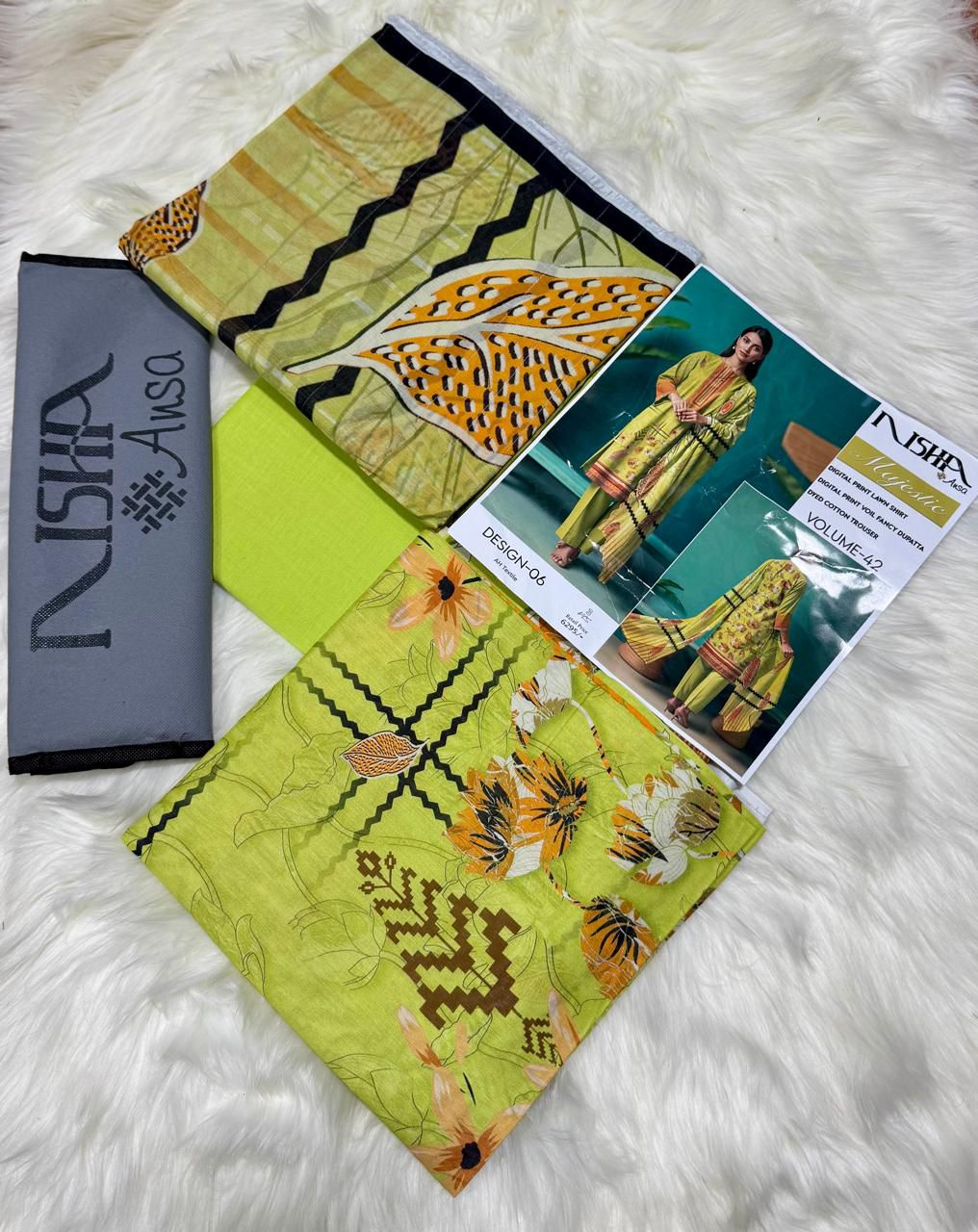 Nisha Lawn 3 Piece Digital Print Metallic Copper