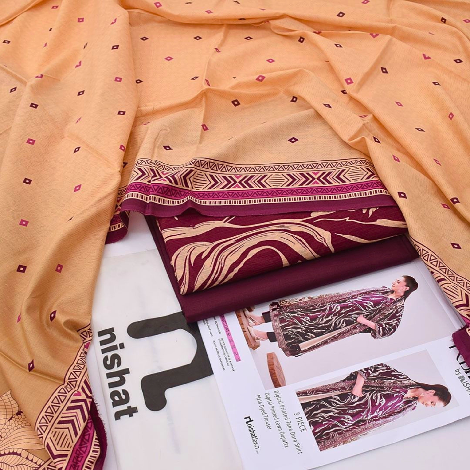 Nishat Printed Tana Dora Lawn 3 Piece Suit
