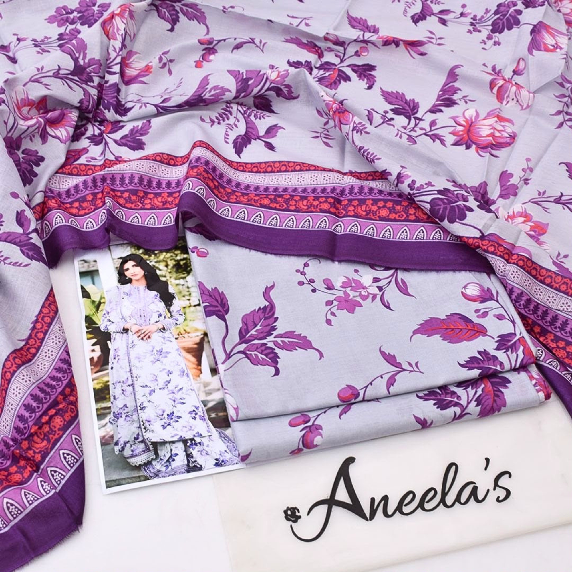 Aneelas Inspired Digital Print Lawn 3 Piece Suit