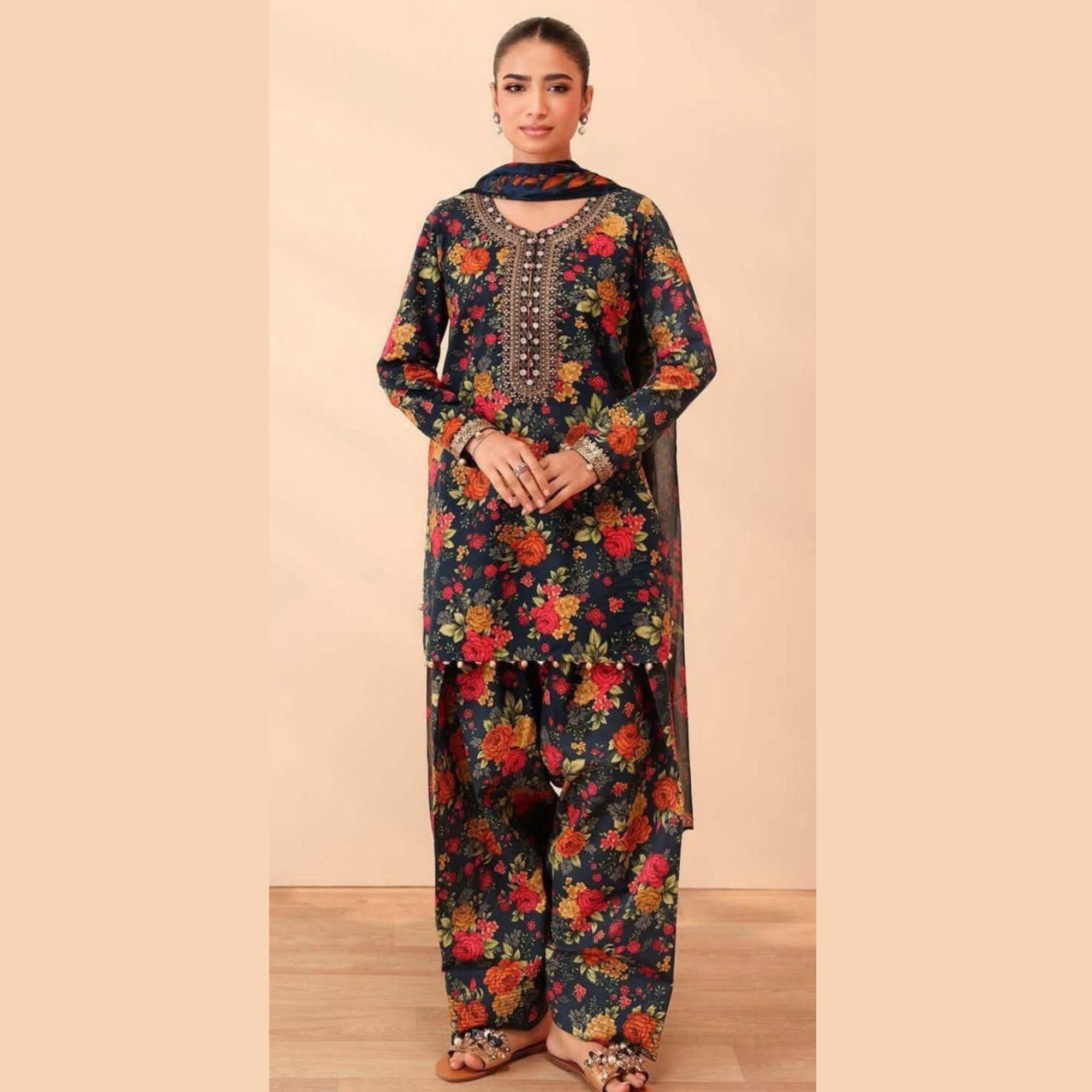 Maria.B Inspired Digital Print Lawn Suit – Black Edition