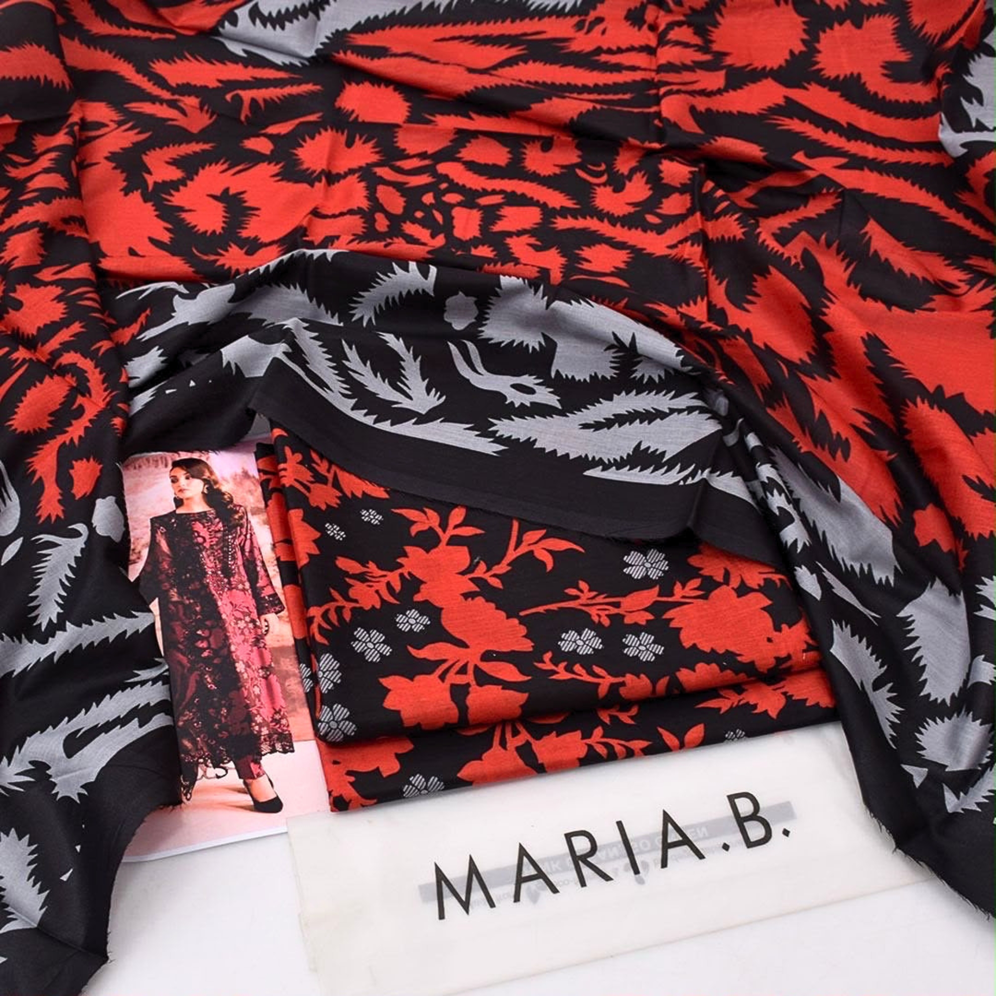 Maria.B Inspired Digital Print Lawn Suit – Black Edition