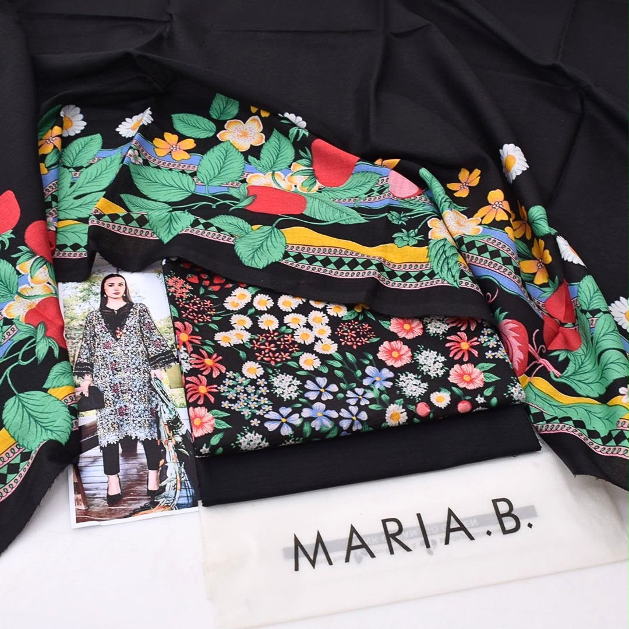 Maria.B Inspired Digital Print Lawn Suit – Black Edition