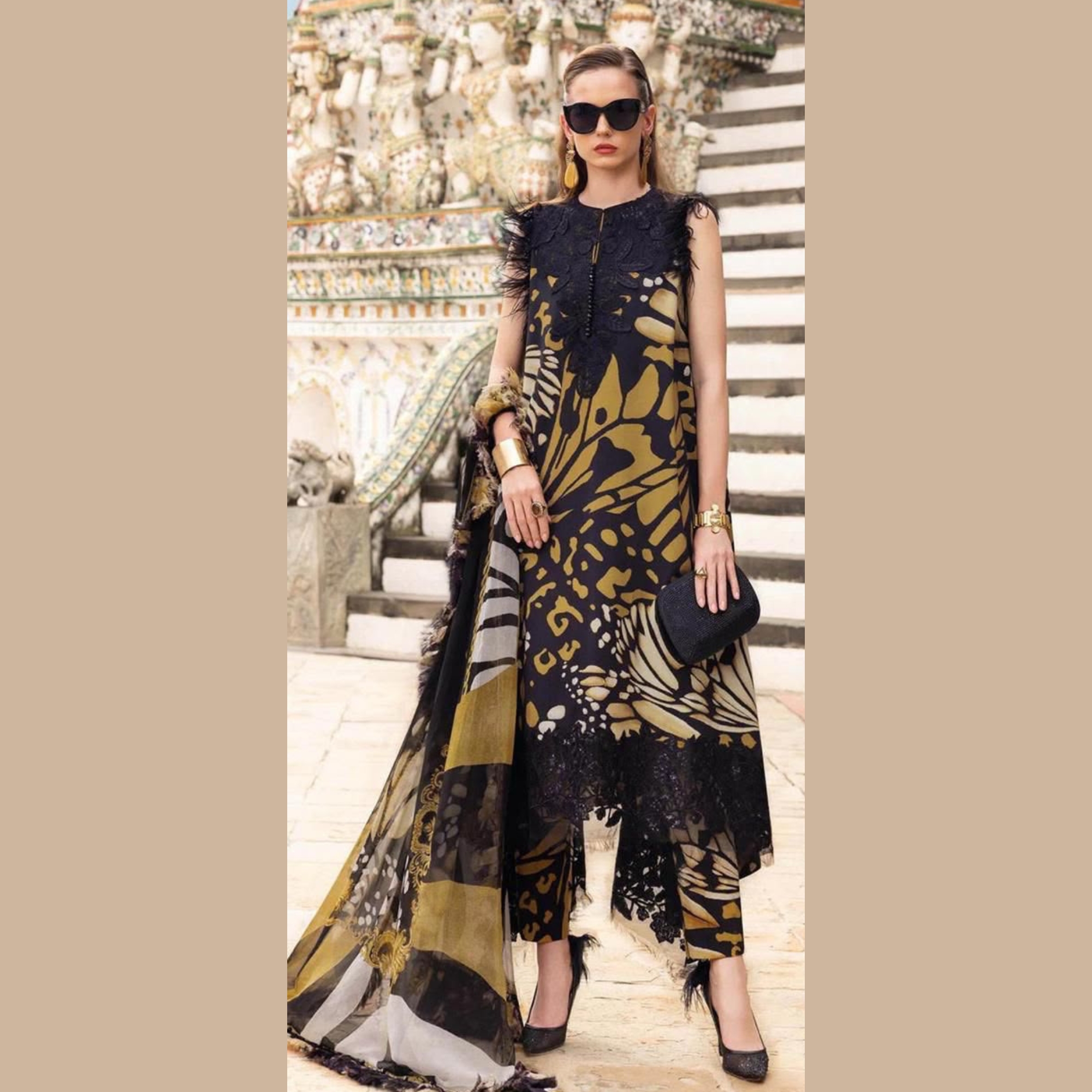 Maria.B Inspired Digital Print Lawn Suit – Black Edition