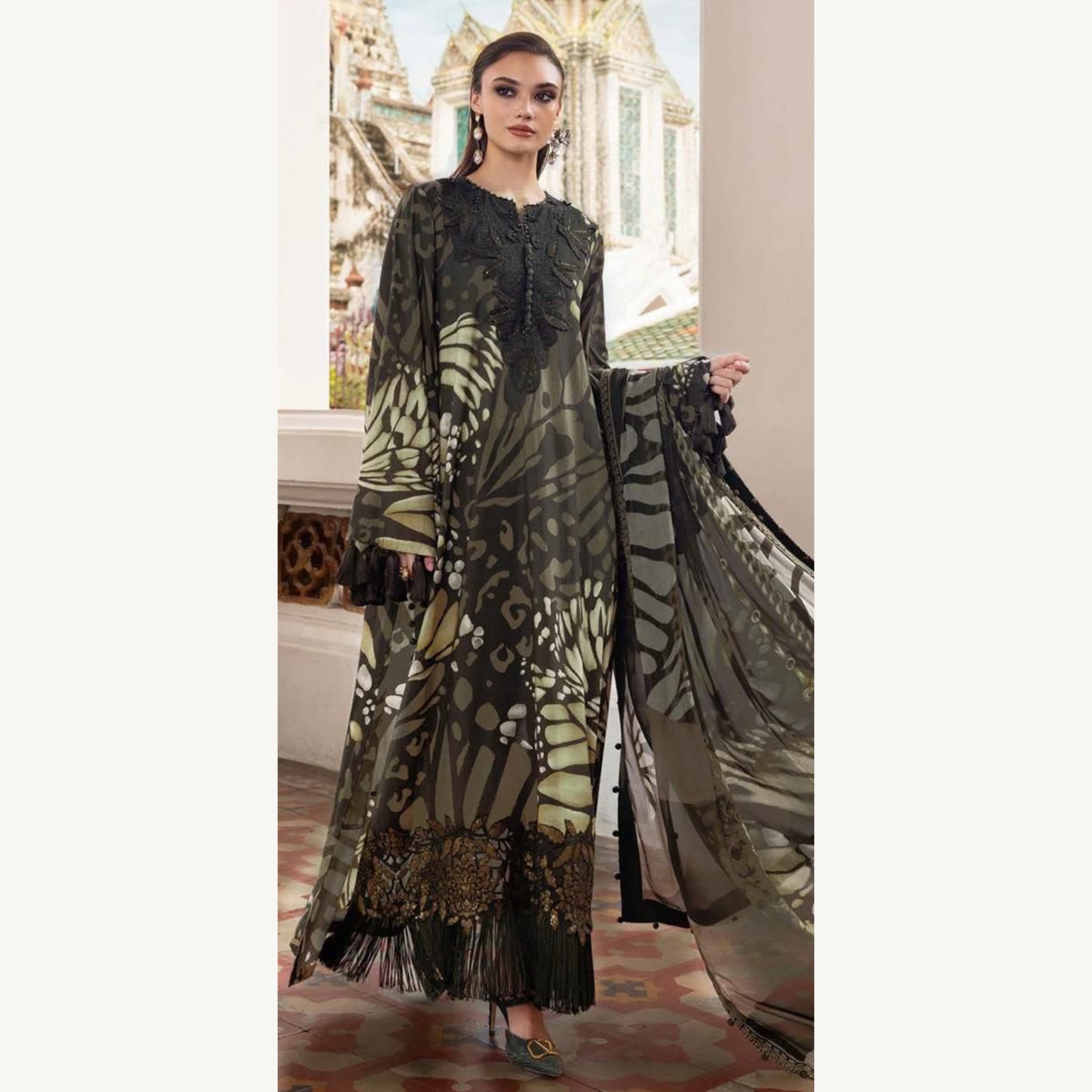 Maria.B Inspired Digital Print Lawn Suit – Black Edition