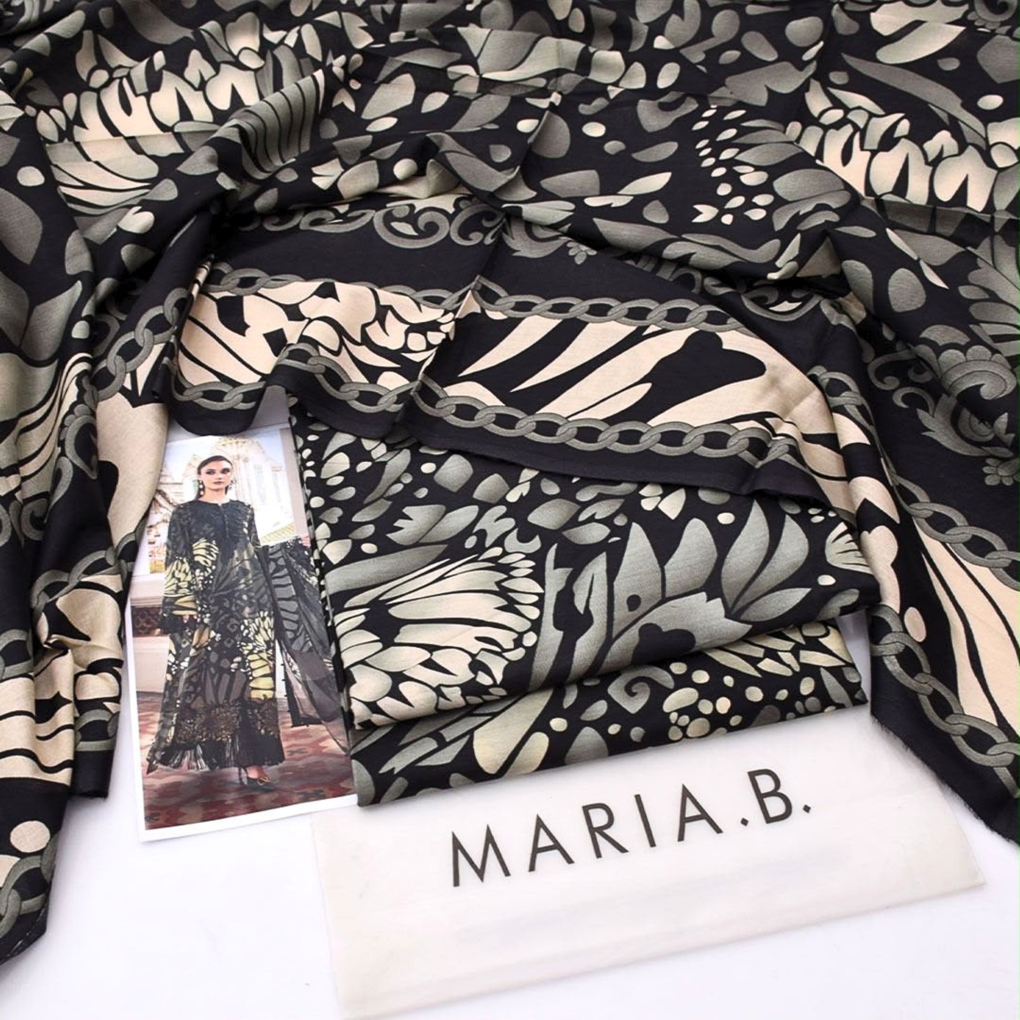 Maria.B Inspired Digital Print Lawn Suit – Black Edition