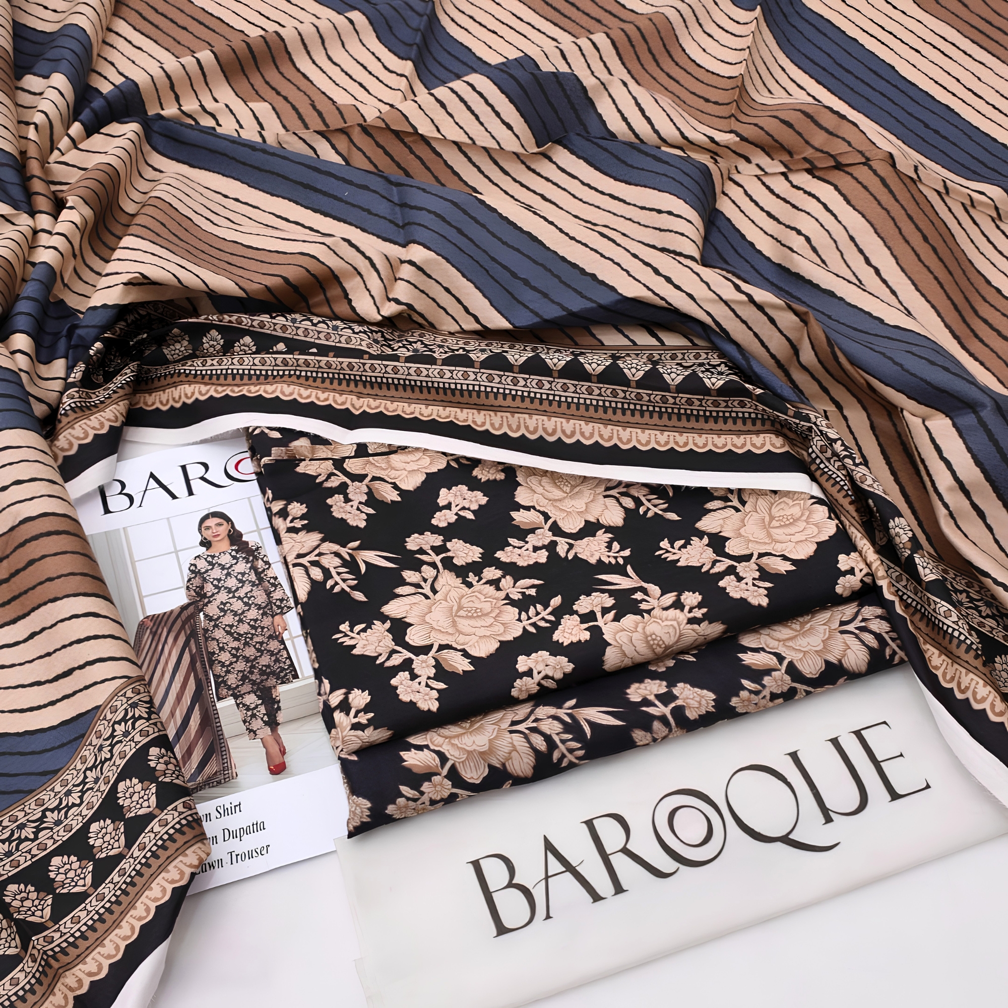 Baroque Inspired Digital Lawn 3 Piece