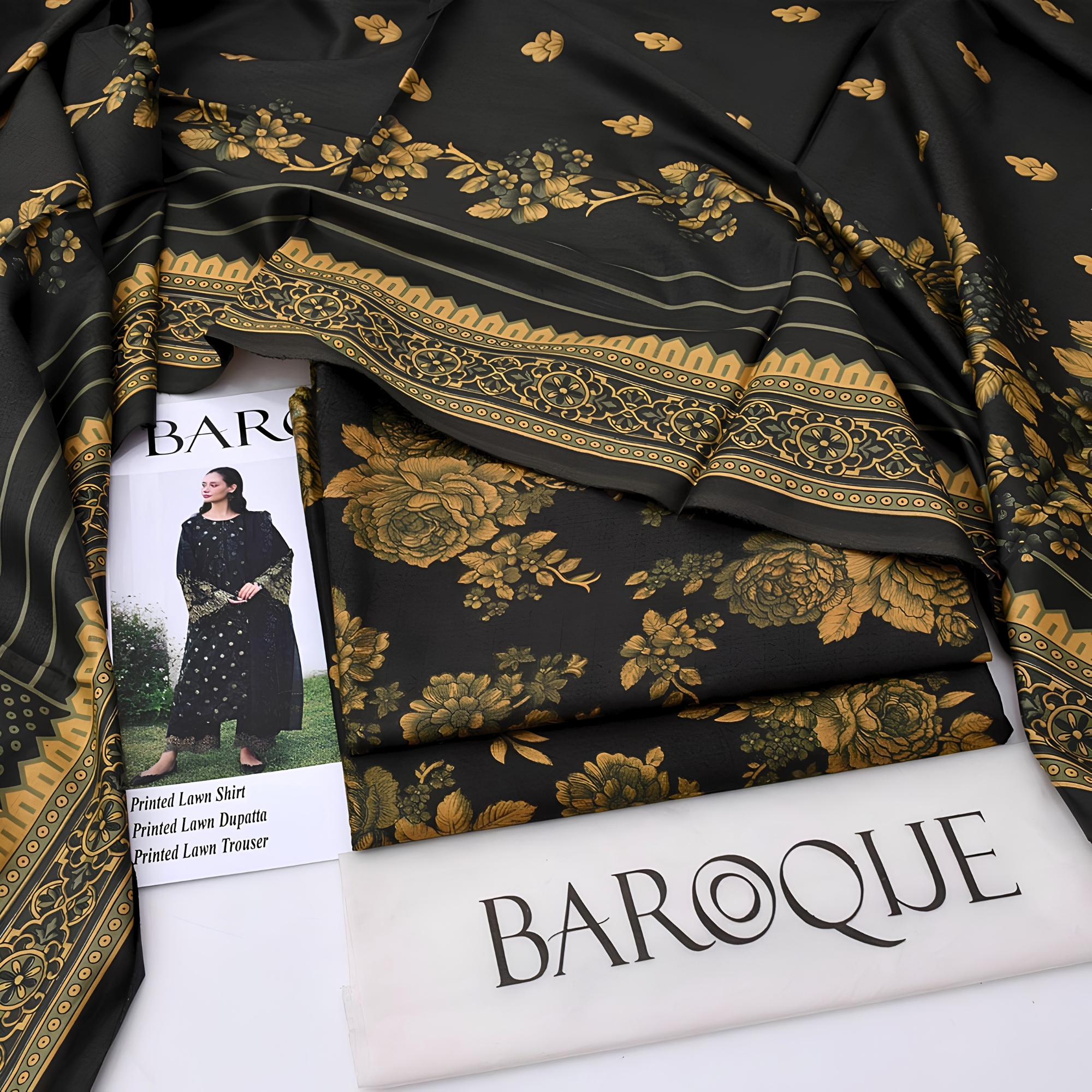 Baroque Inspired Printed Lawn 3 Piece