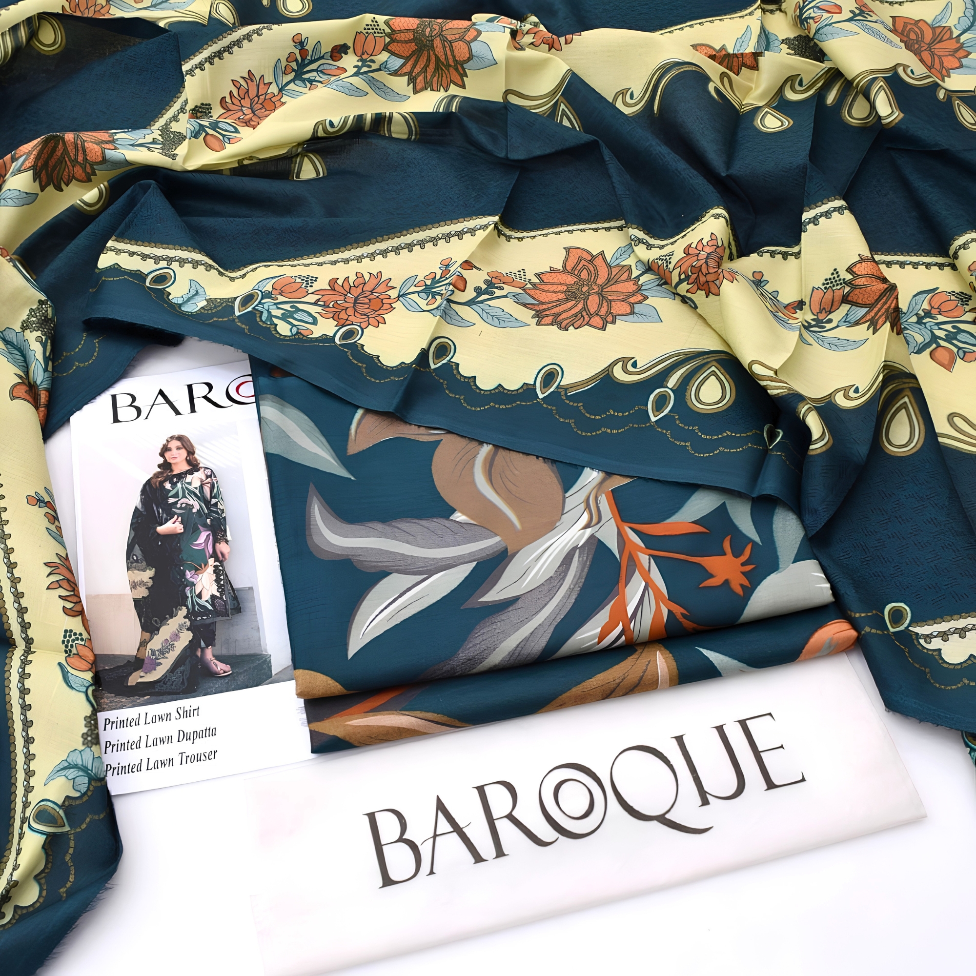 Baroque Inspired Print Lawn 3 Piece