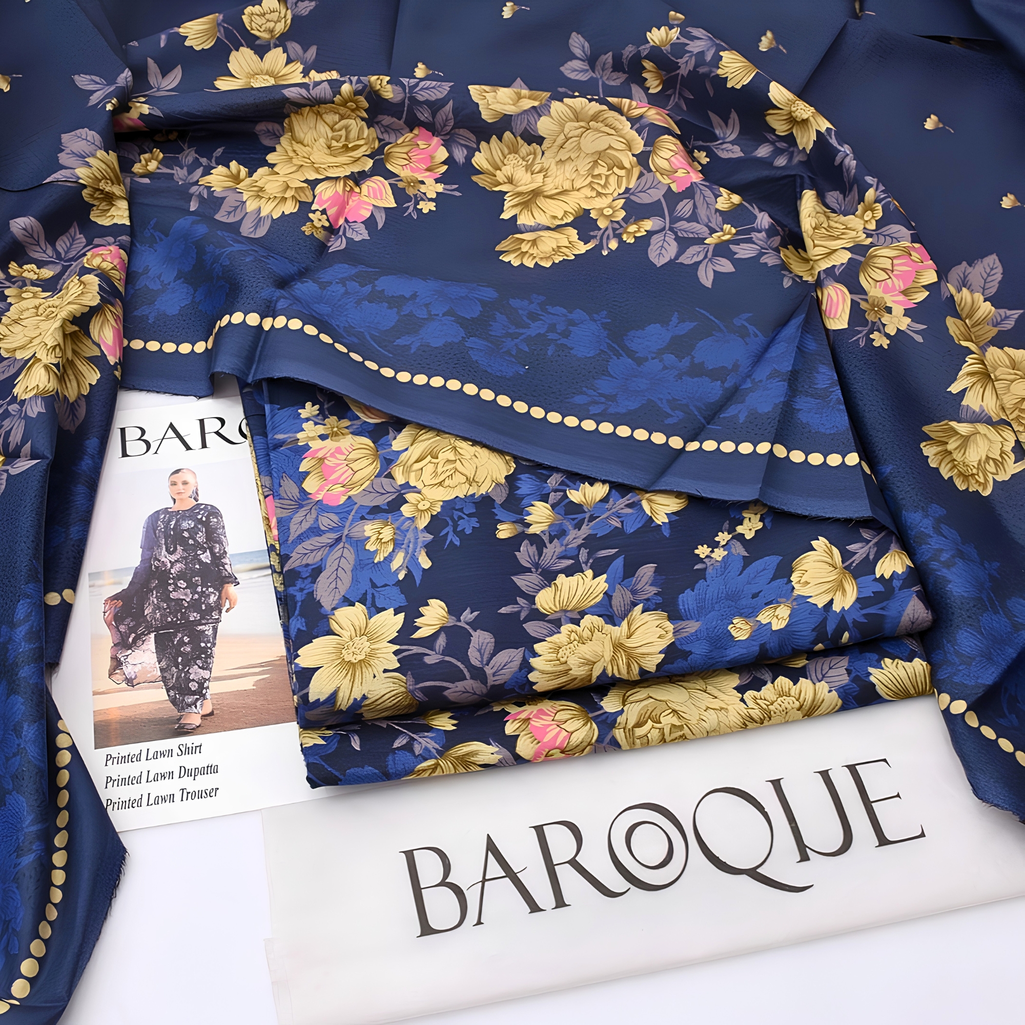 Baroque Inspired Print Lawn 3 Piece