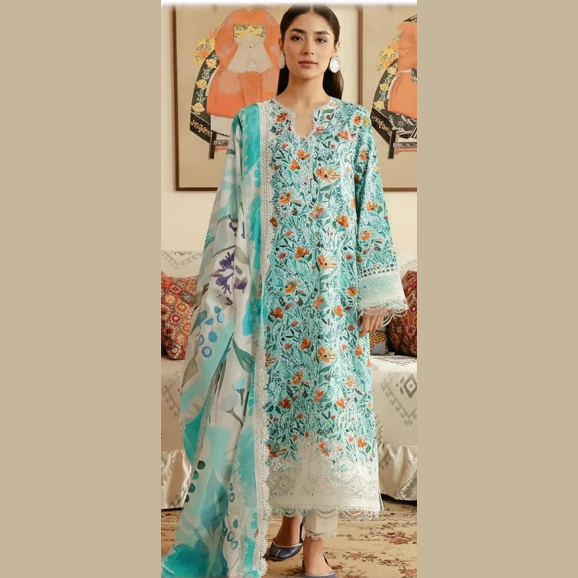 Afrozeh Inspired Digital Lawn 3 Piece