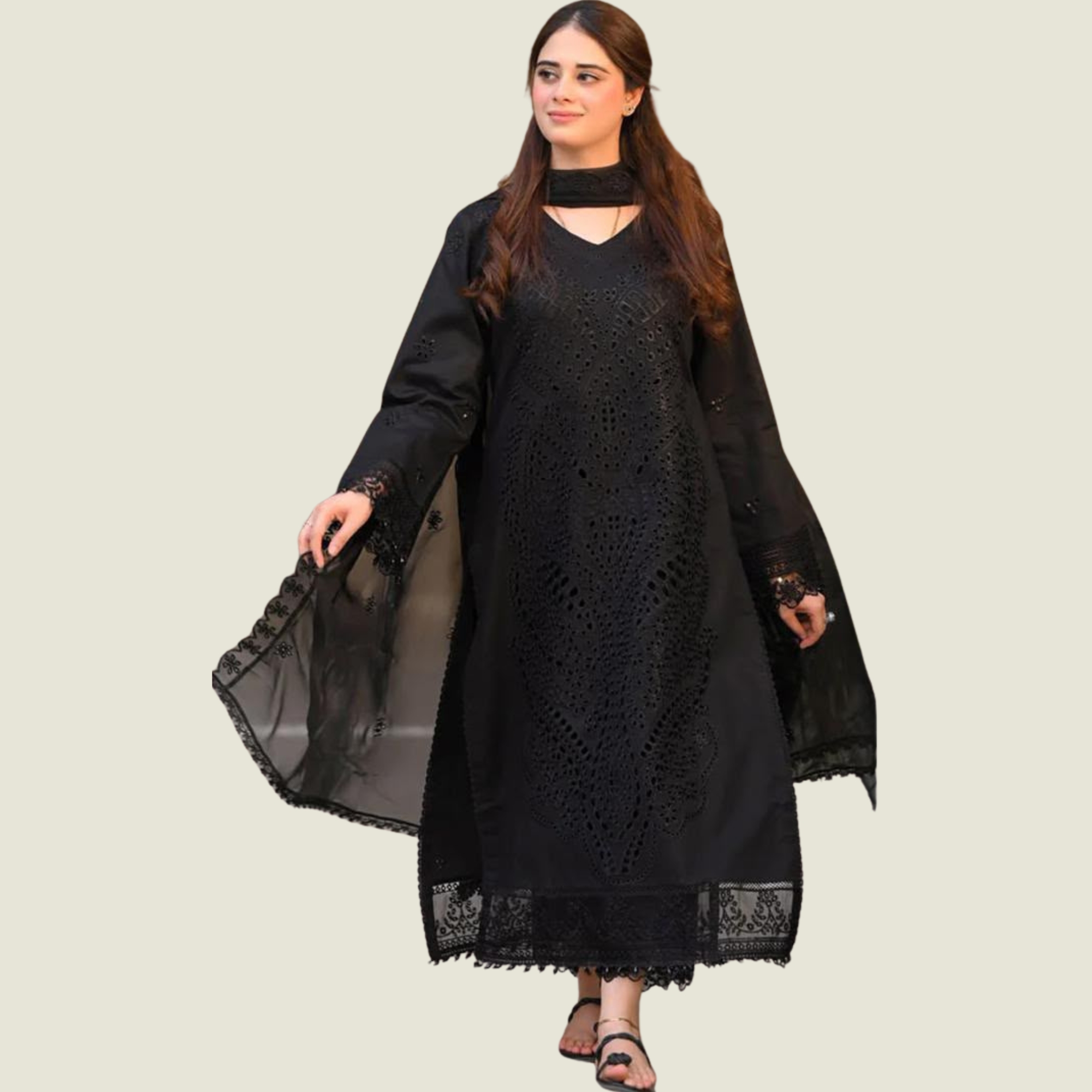 Libas Inspired Chicken Kari Embroidered 3PC Lawn Suit
