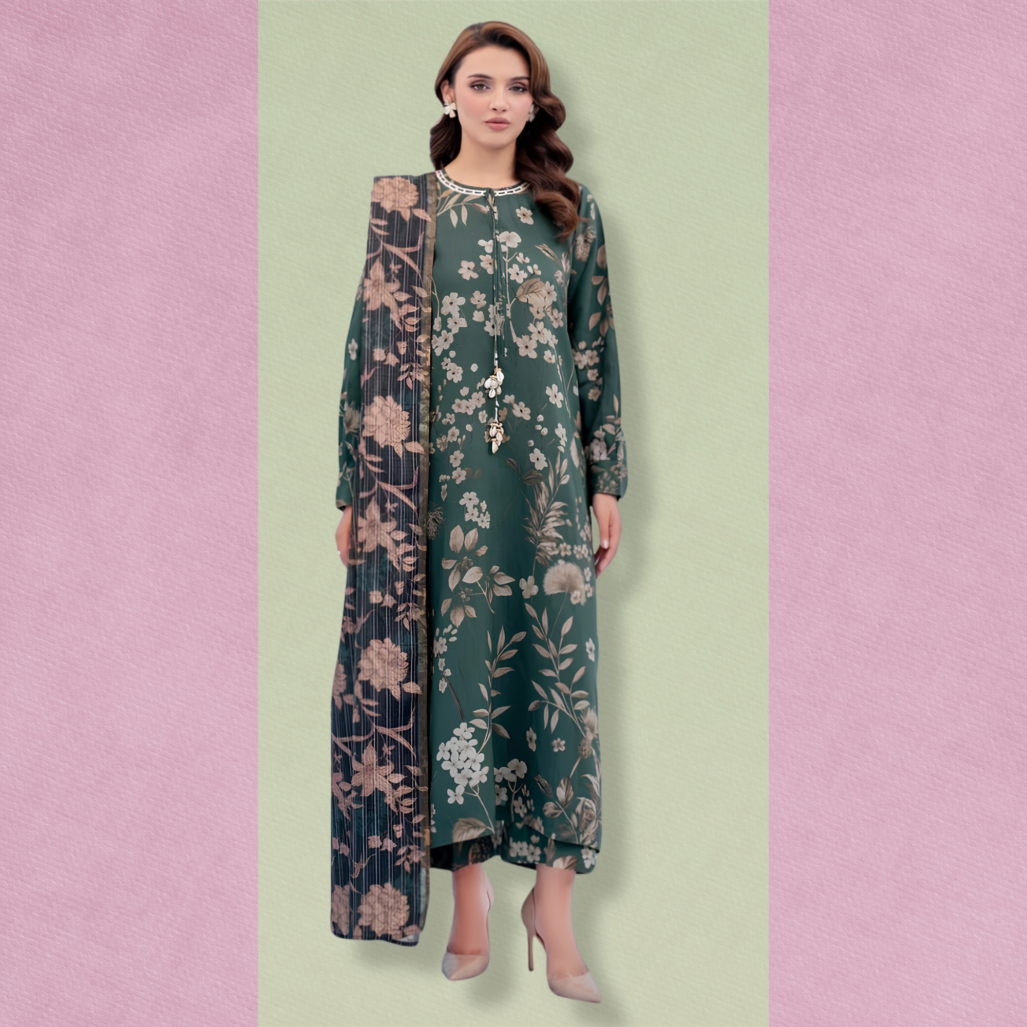 Baroque Inspired Patch Lawn 3PC Suit