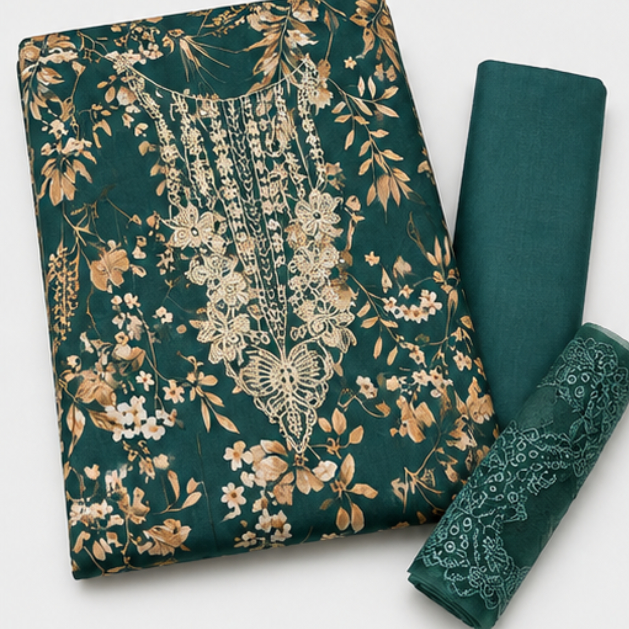 Baroque Inspired Patch Lawn 3PC Suit