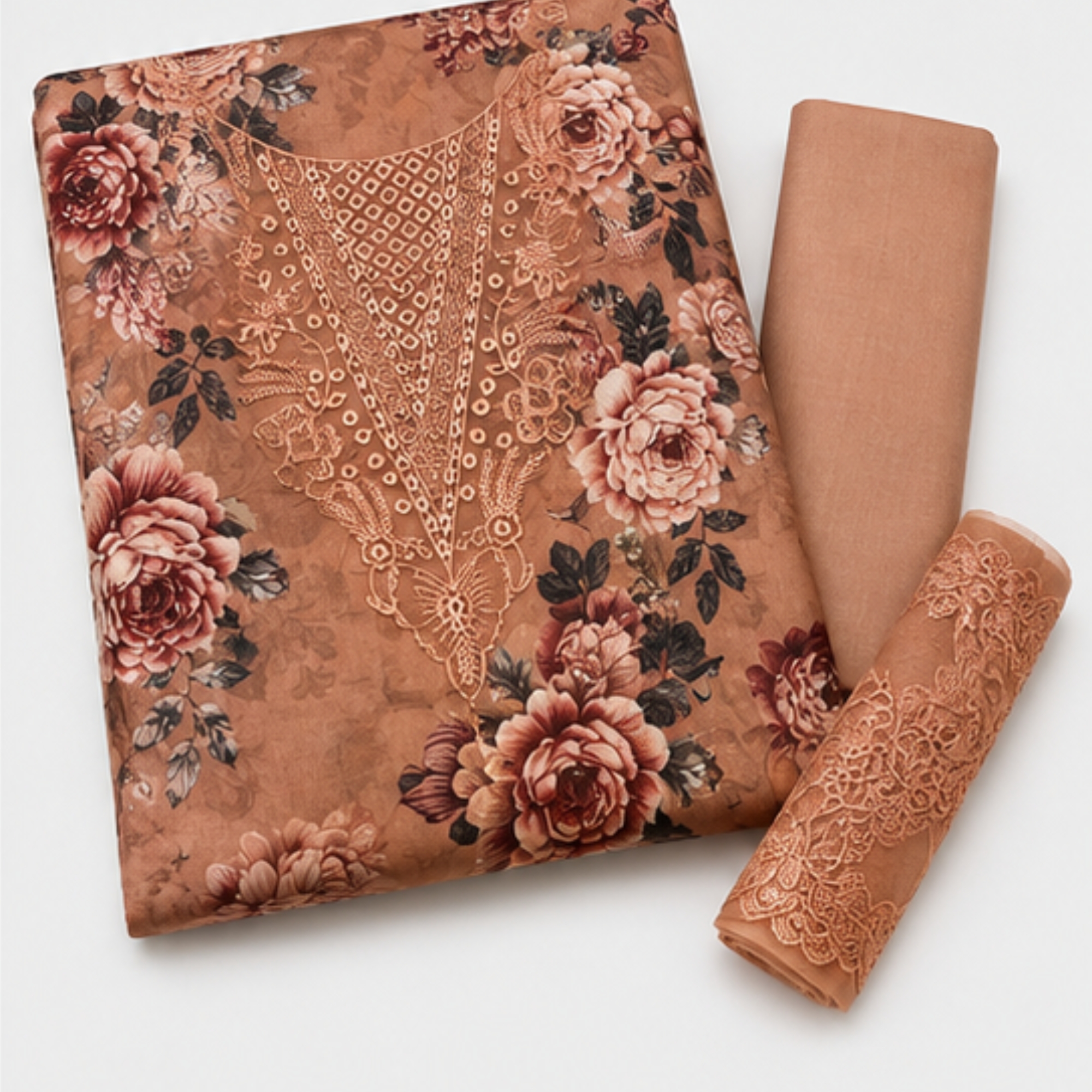 Baroque Inspired Patch Lawn 3PC Suit