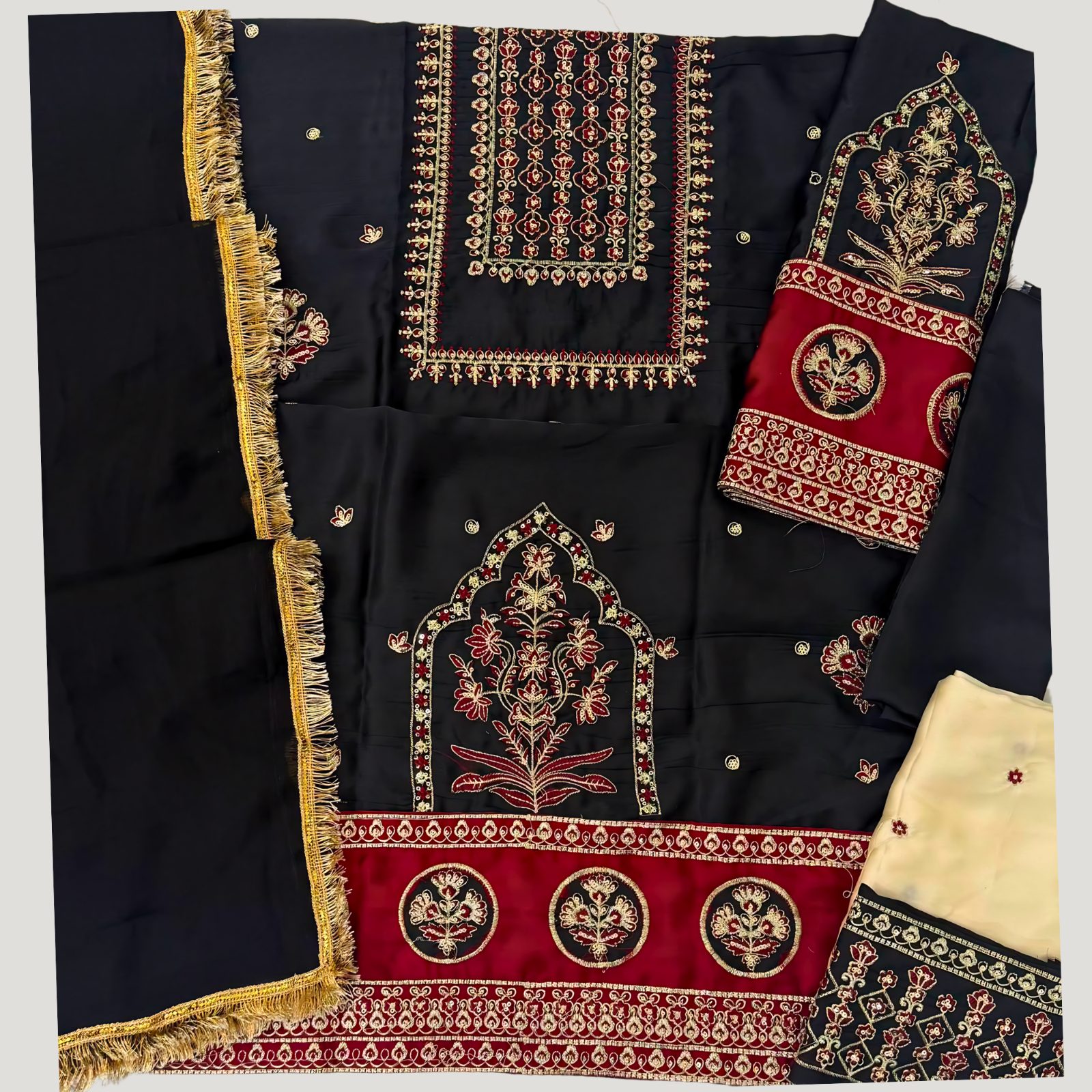 LAAM Inspired – Heavy Embroidered Silk 3PC Suit
