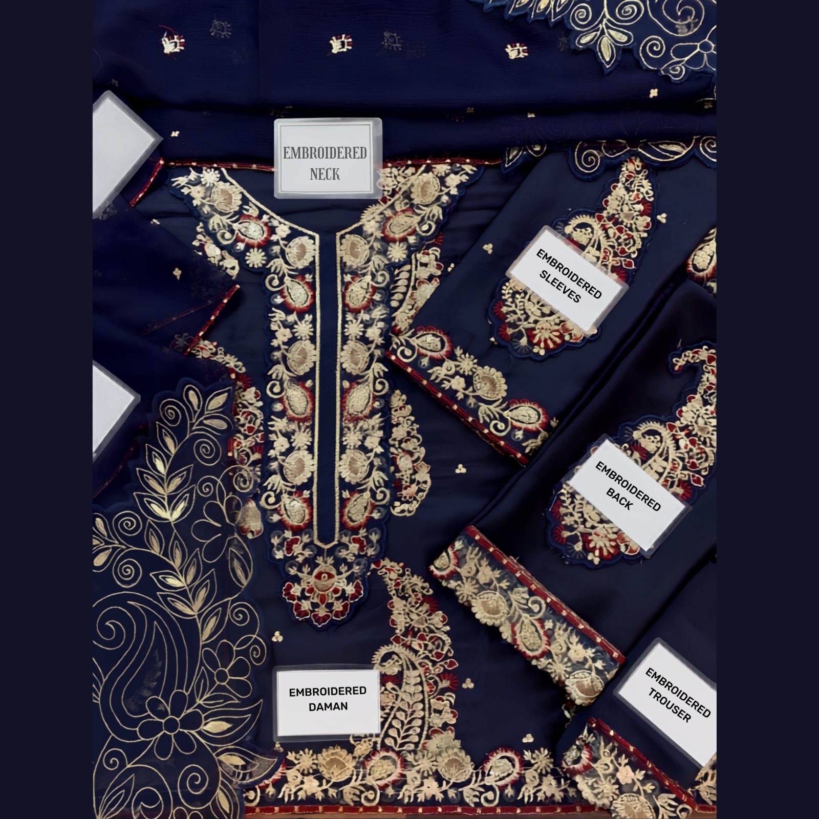 Ethnic Inspired Kaftan – Heavy Embroidered Shamoz Silk 3PC