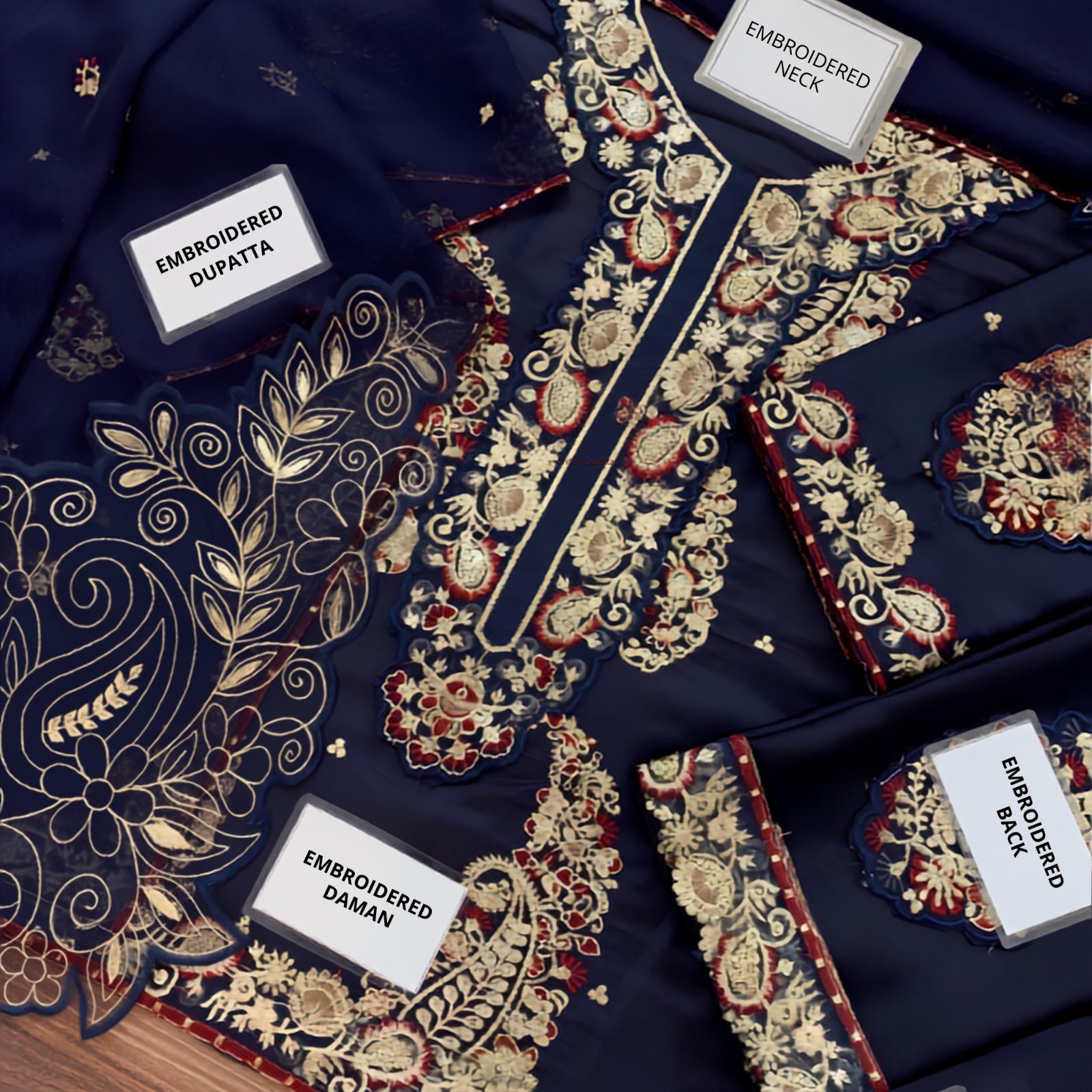 Ethnic Inspired Kaftan – Heavy Embroidered Shamoz Silk 3PC