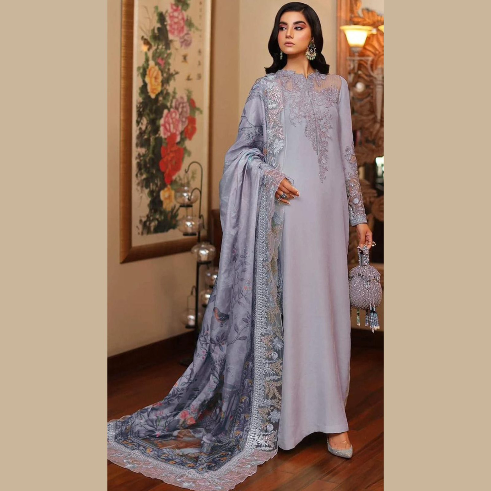 Azure Inspired – Luxury Shamoz Silk 3PC
