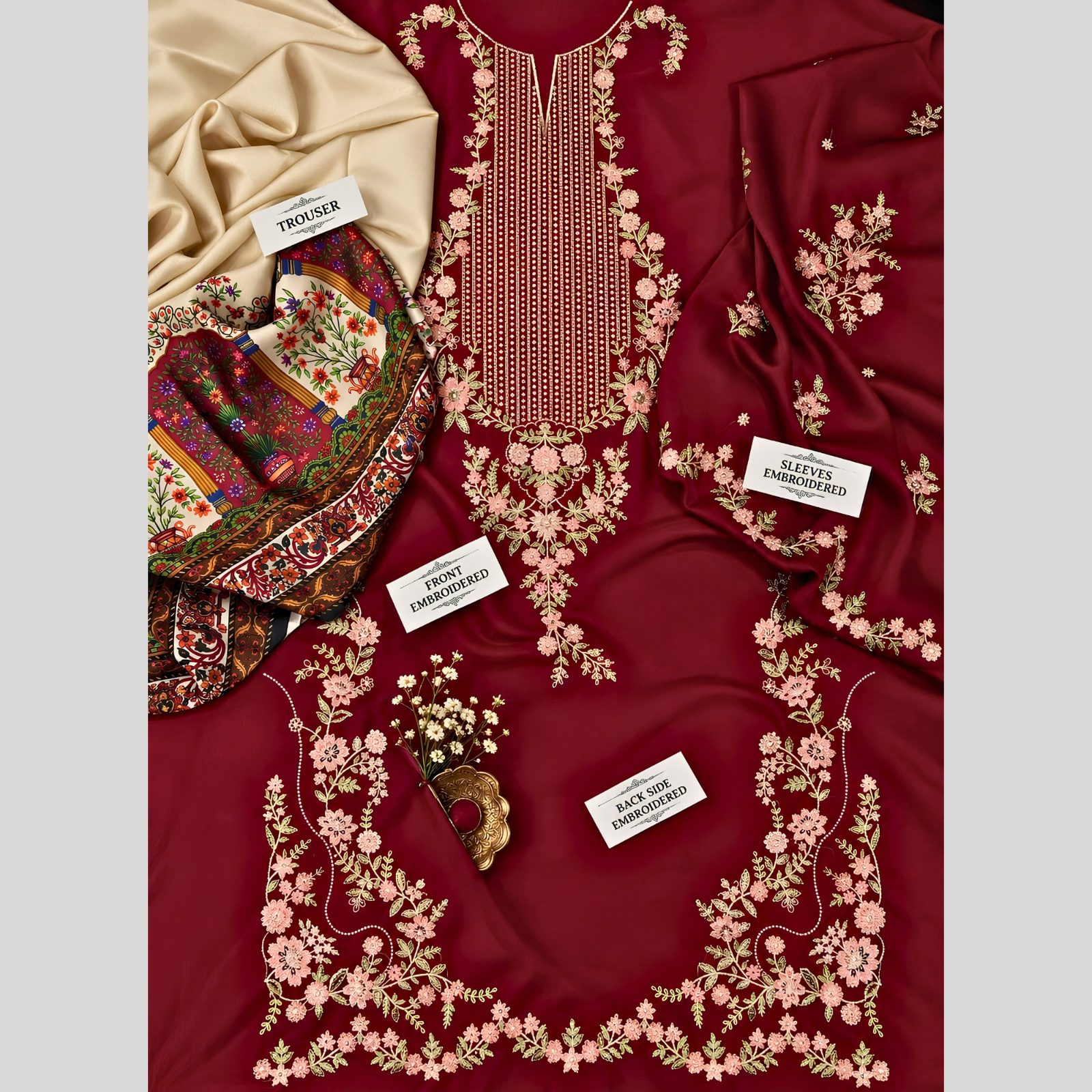 Ethnic Wear Inspired Premium Silk 2-Piece – Maroon