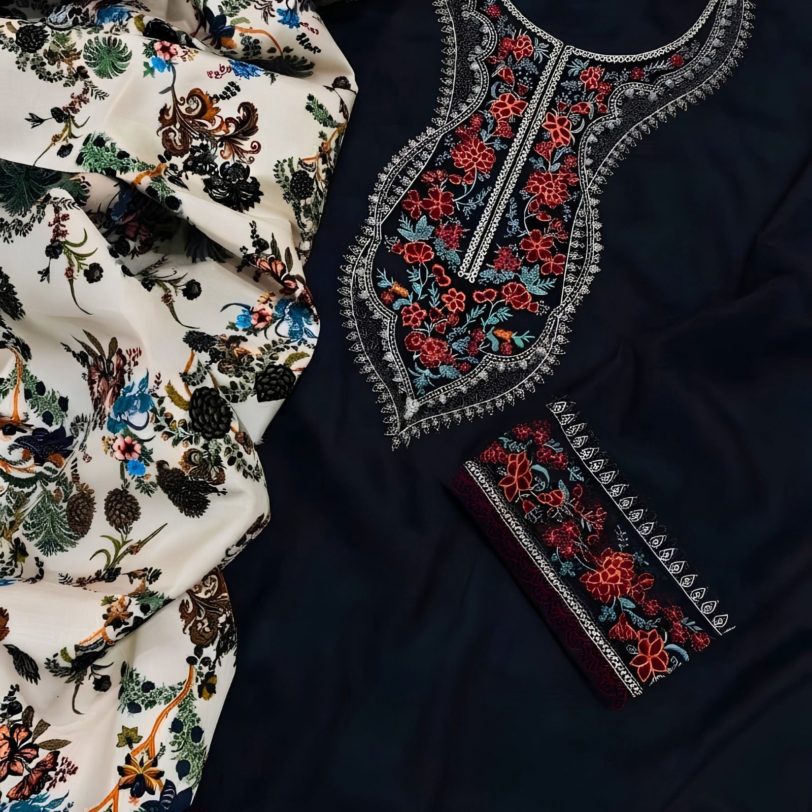 LAAM Inspired Winter Dahnk Embroidered 2-Piece Suit