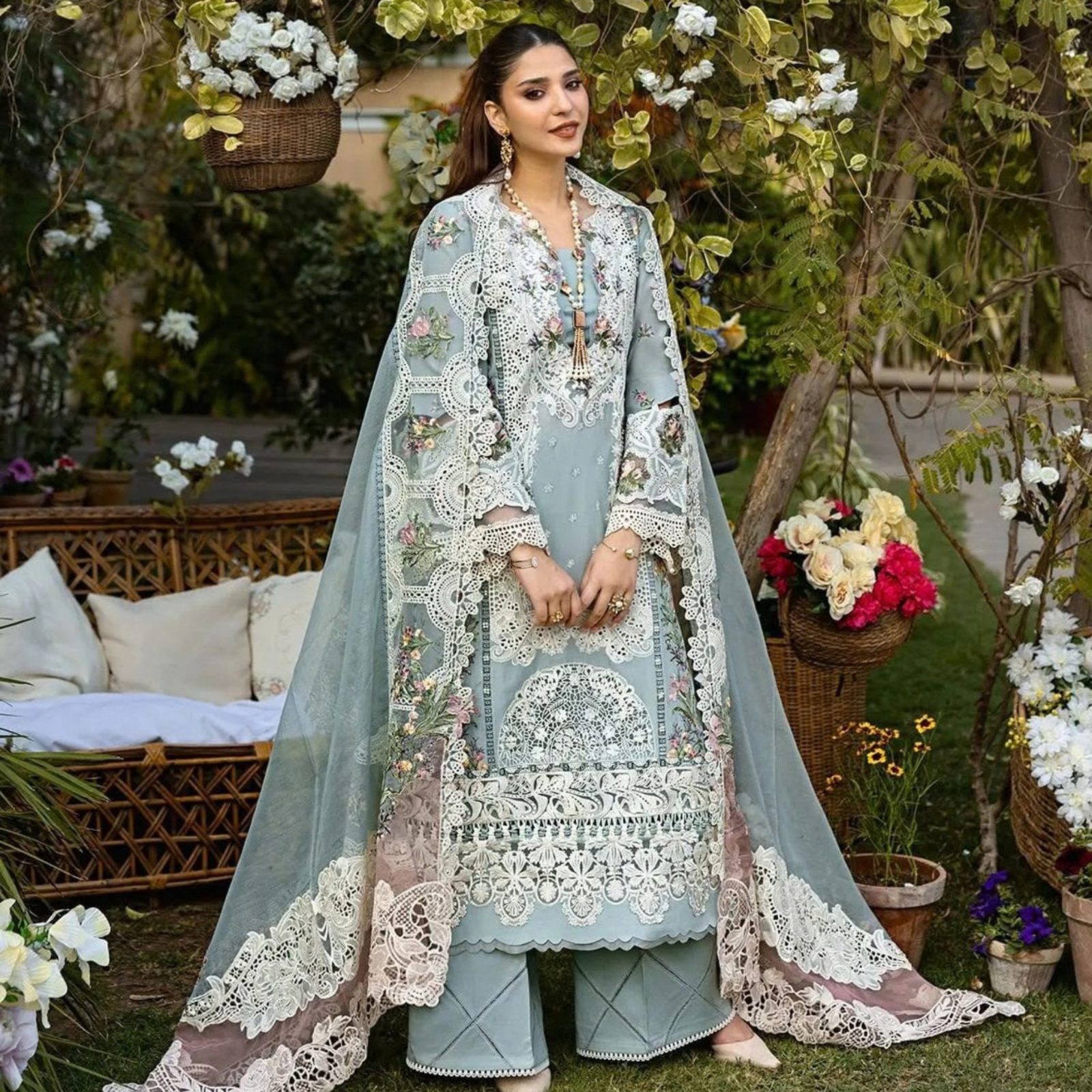 Elaf Inspired Premium Dahnk Embroidered 3-Piece