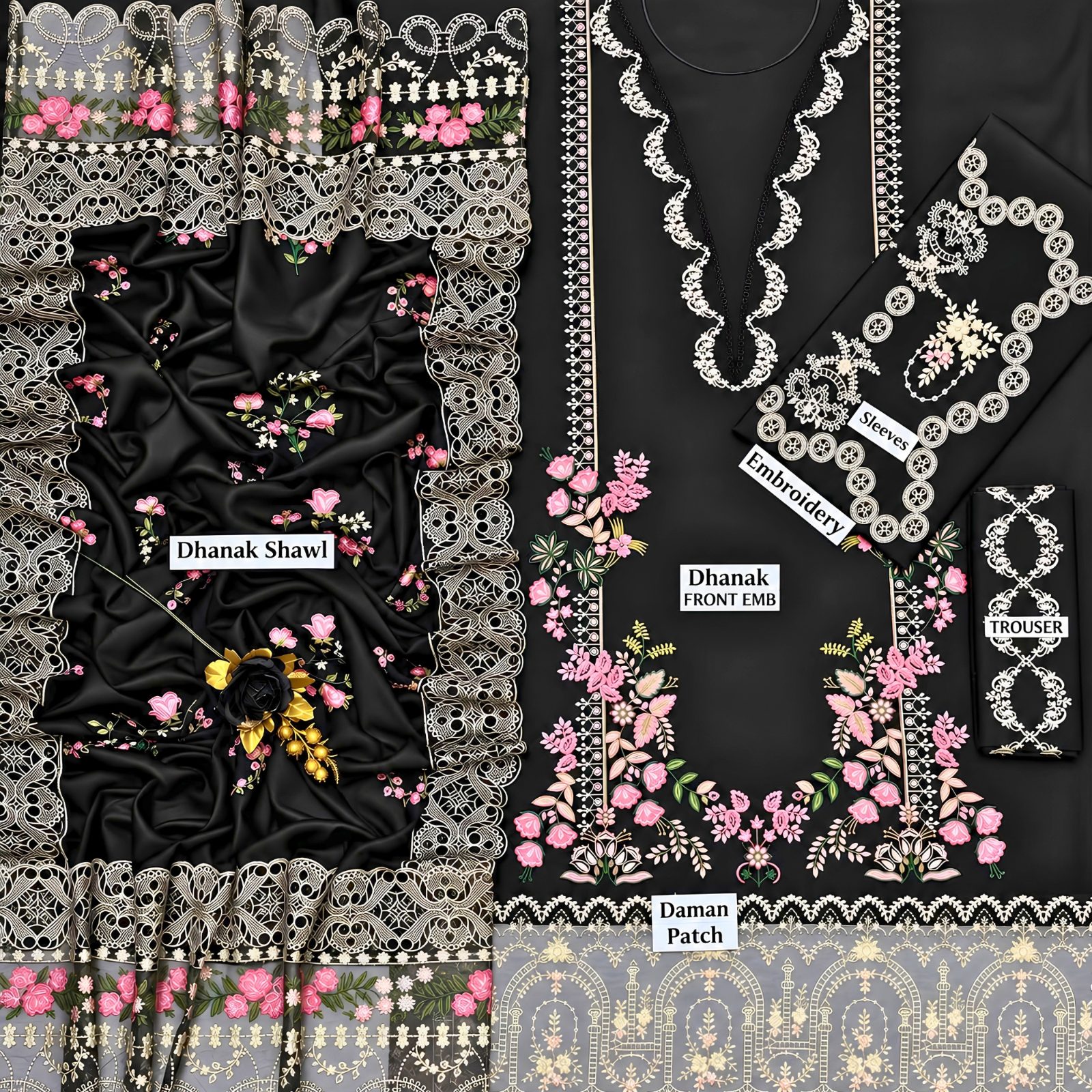 Elaf Inspired Luxury Dahnk 3PC Suit 2026